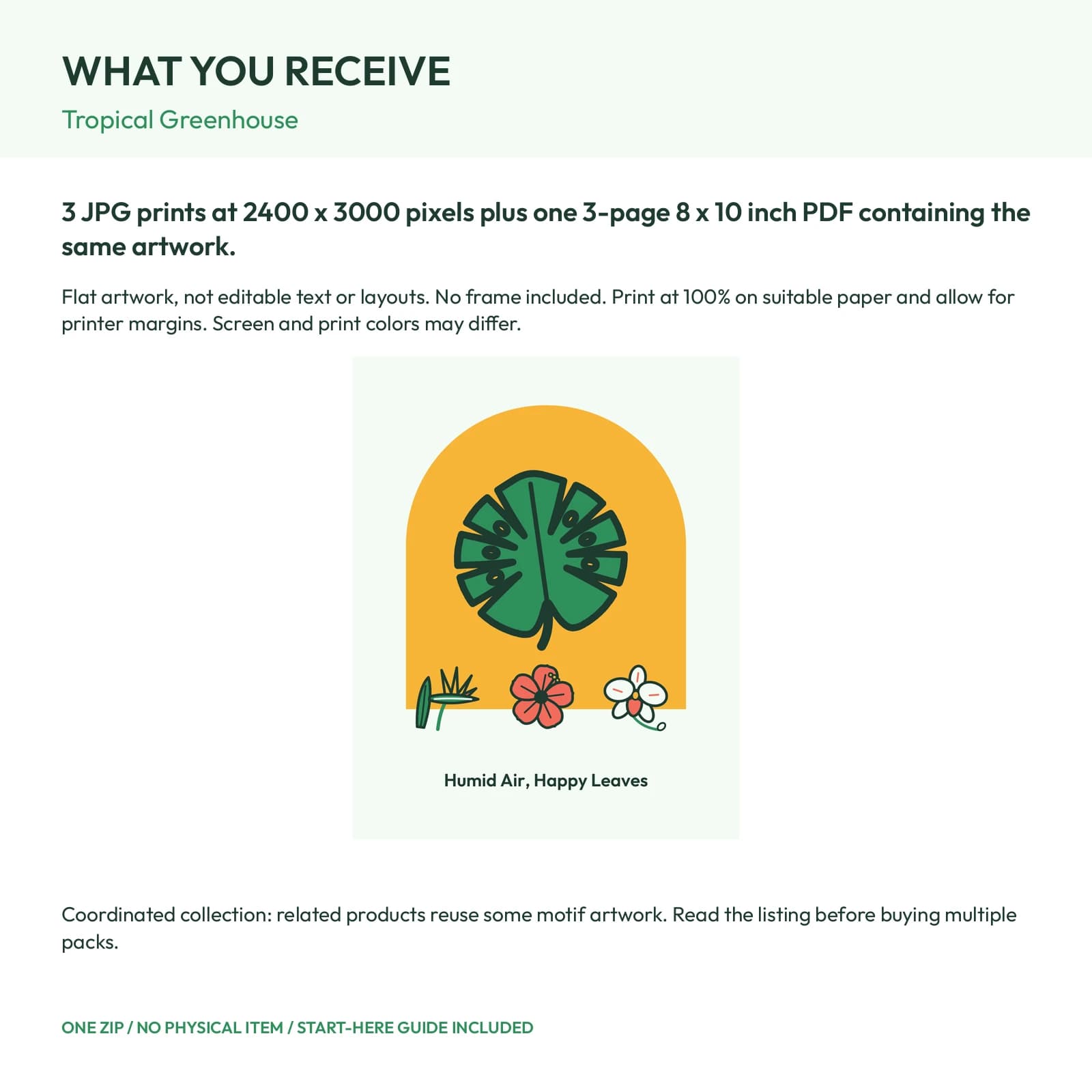 Tropical Greenhouse - 3 Printable Art Prints, preview 2 of 2