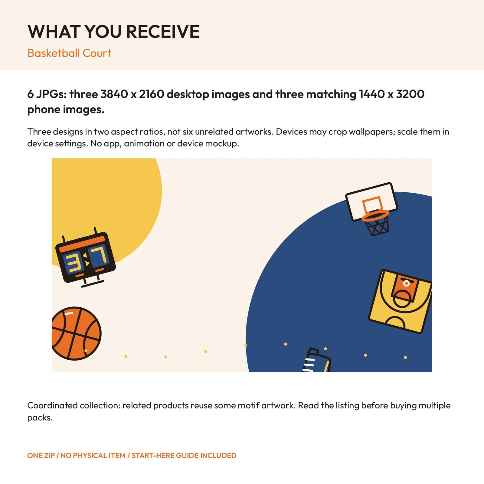Basketball Court - Phone and Desktop Wallpaper Set, preview 2 of 2