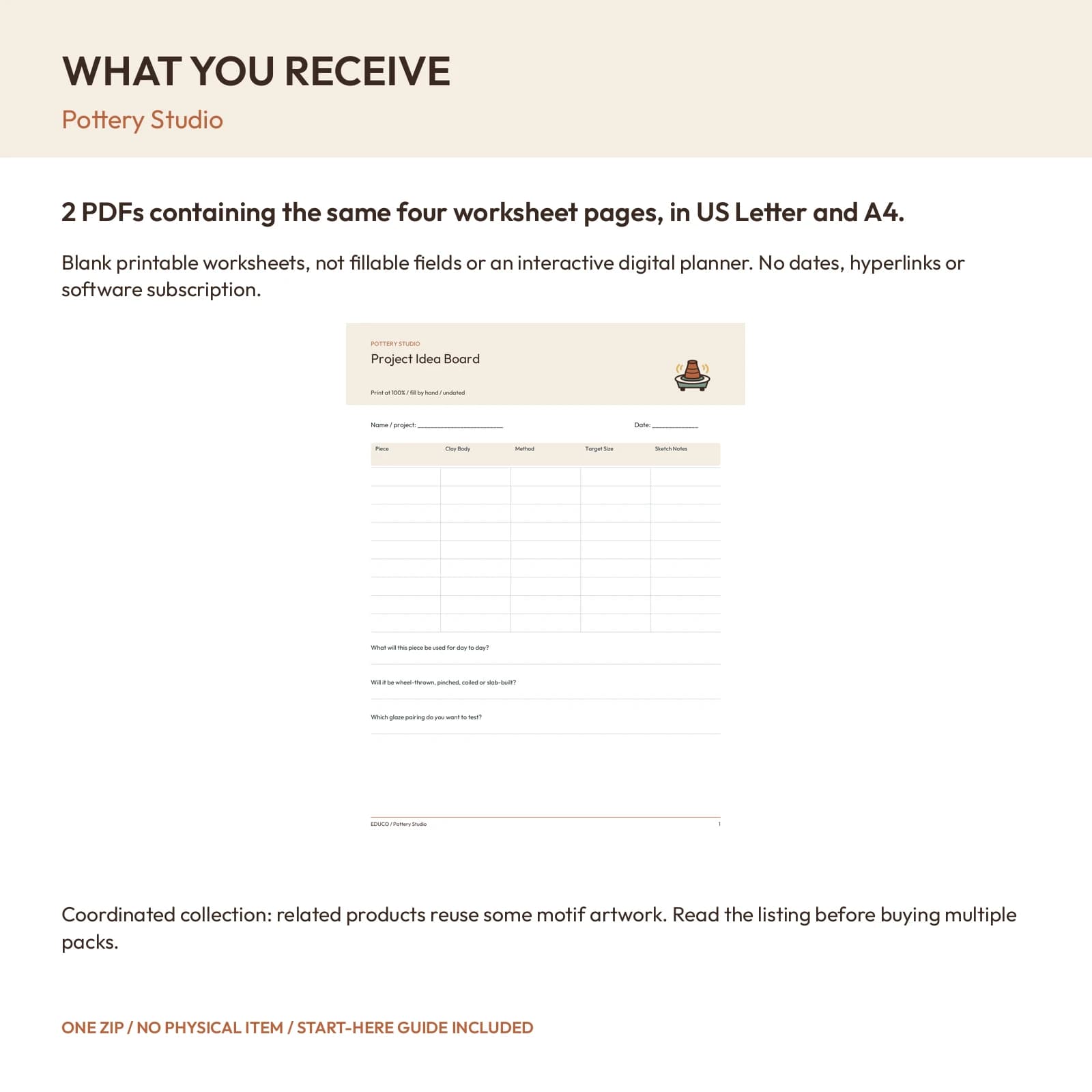 Pottery Studio - Pottery Studio Project Planner, preview 2 of 2