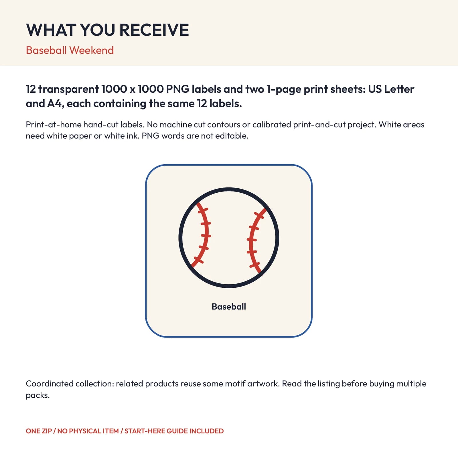 Baseball Weekend - 12 Illustrated Label Stickers, preview 2 of 2