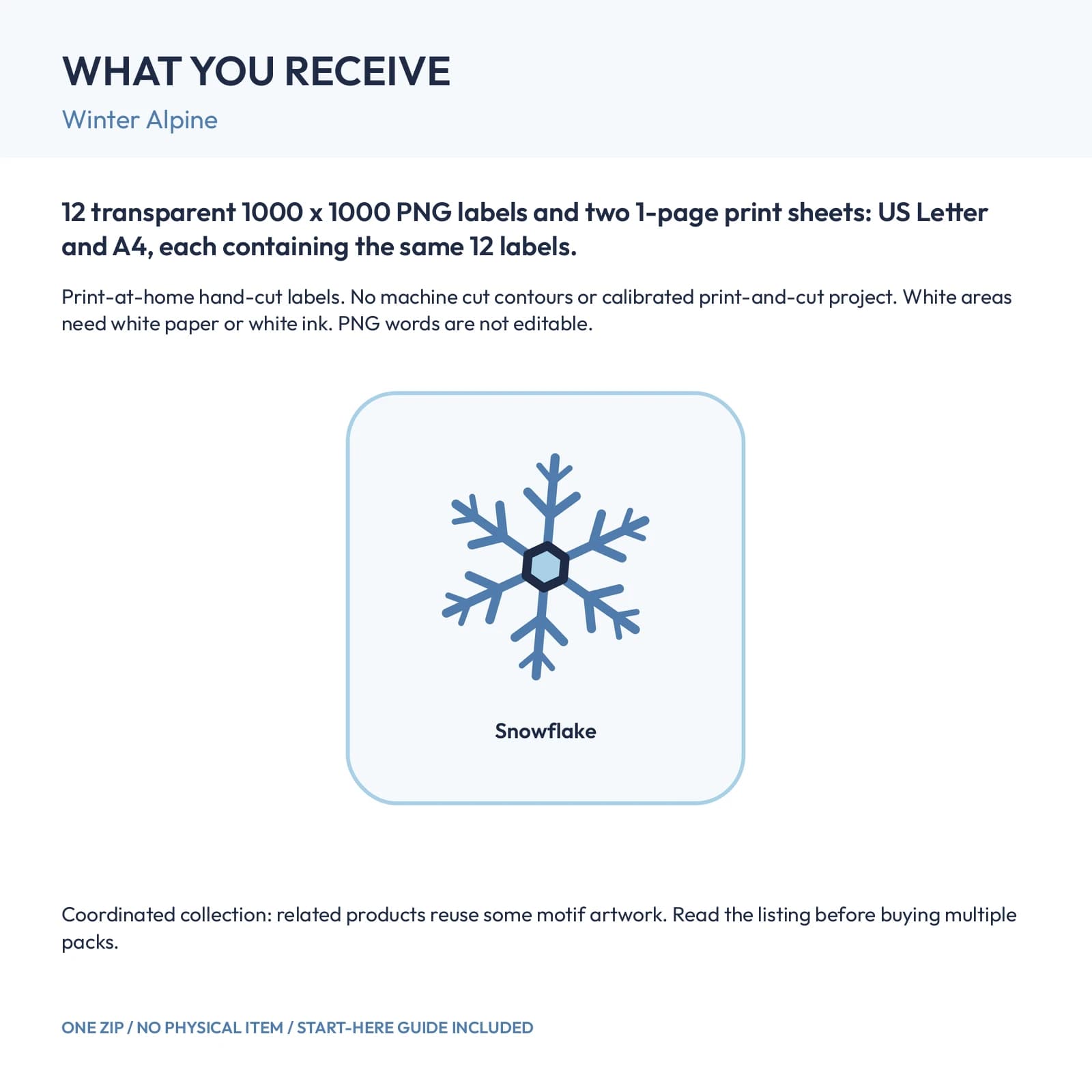 Winter Alpine - 12 Illustrated Label Stickers, preview 2 of 2