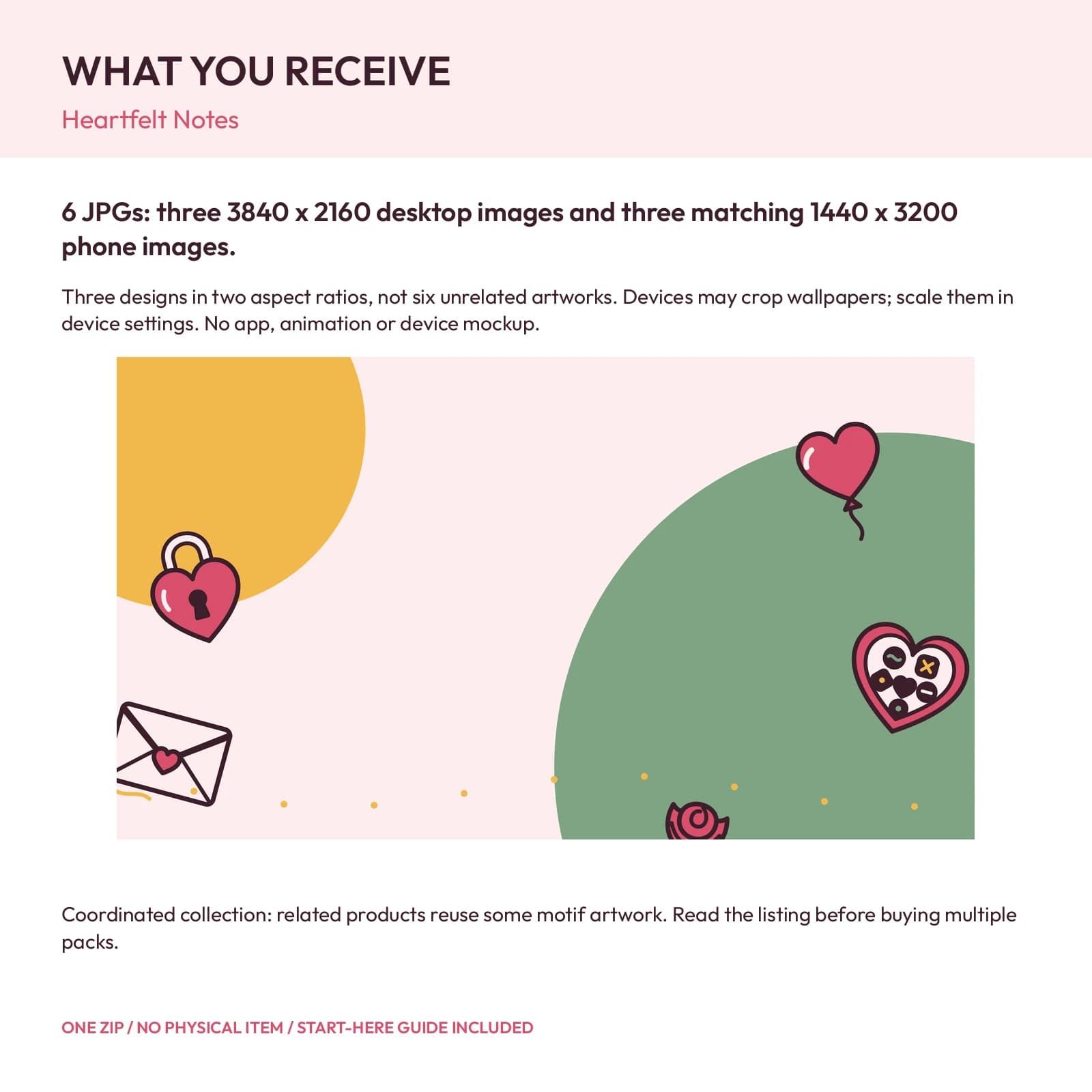Heartfelt Notes - Phone and Desktop Wallpaper Set, preview 2 of 2