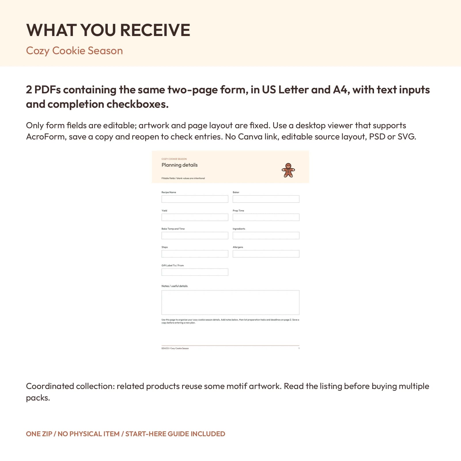 Cozy Cookie Season - Fillable PDF Planning Templates, preview 2 of 2