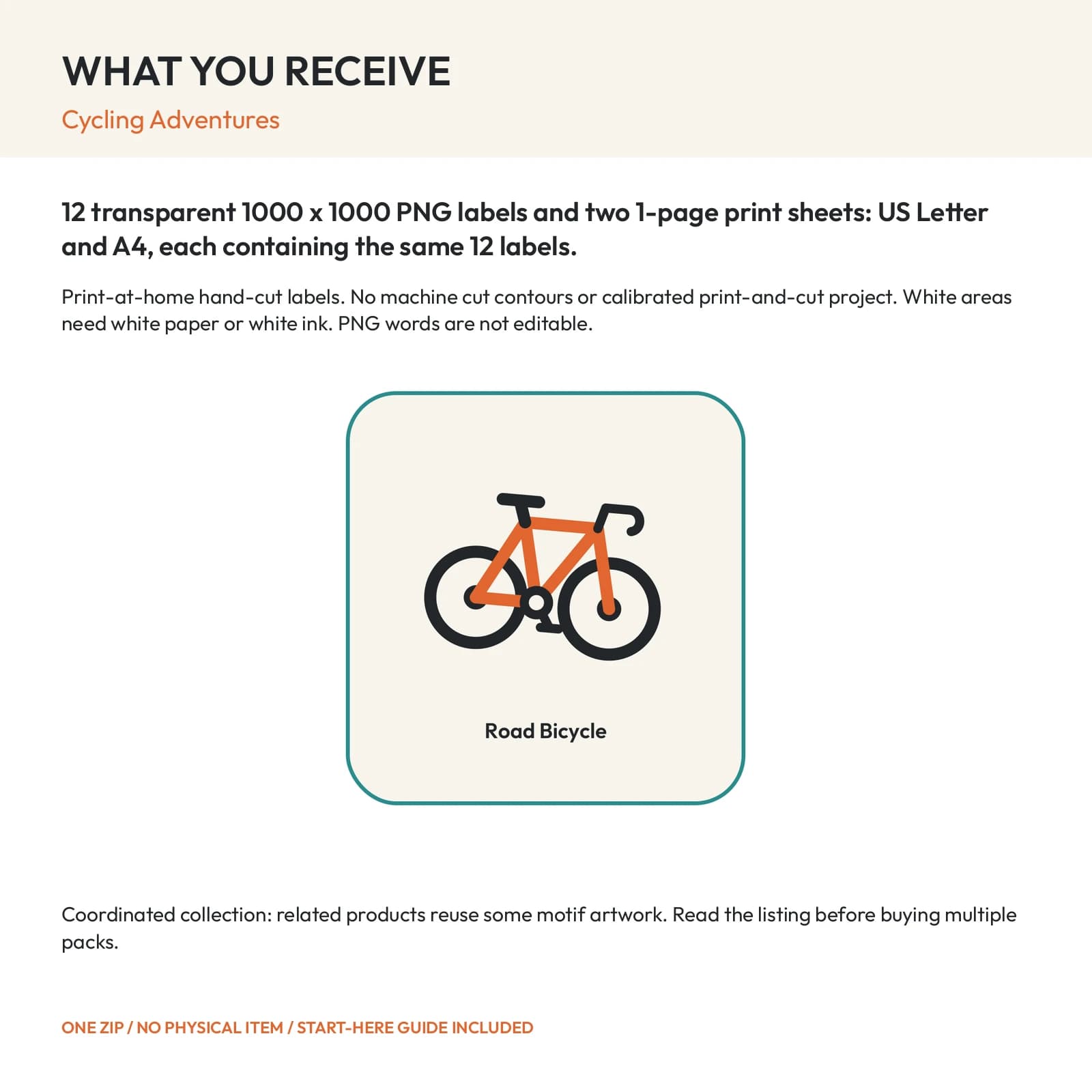 Cycling Adventures - 12 Illustrated Label Stickers, preview 2 of 2