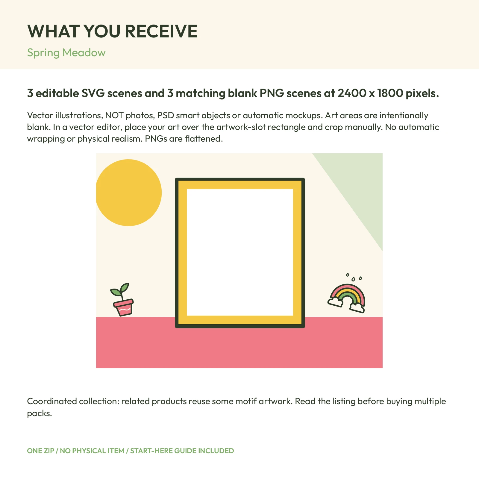 Spring Meadow - 3 Flat Vector Presentation Scenes, preview 2 of 2