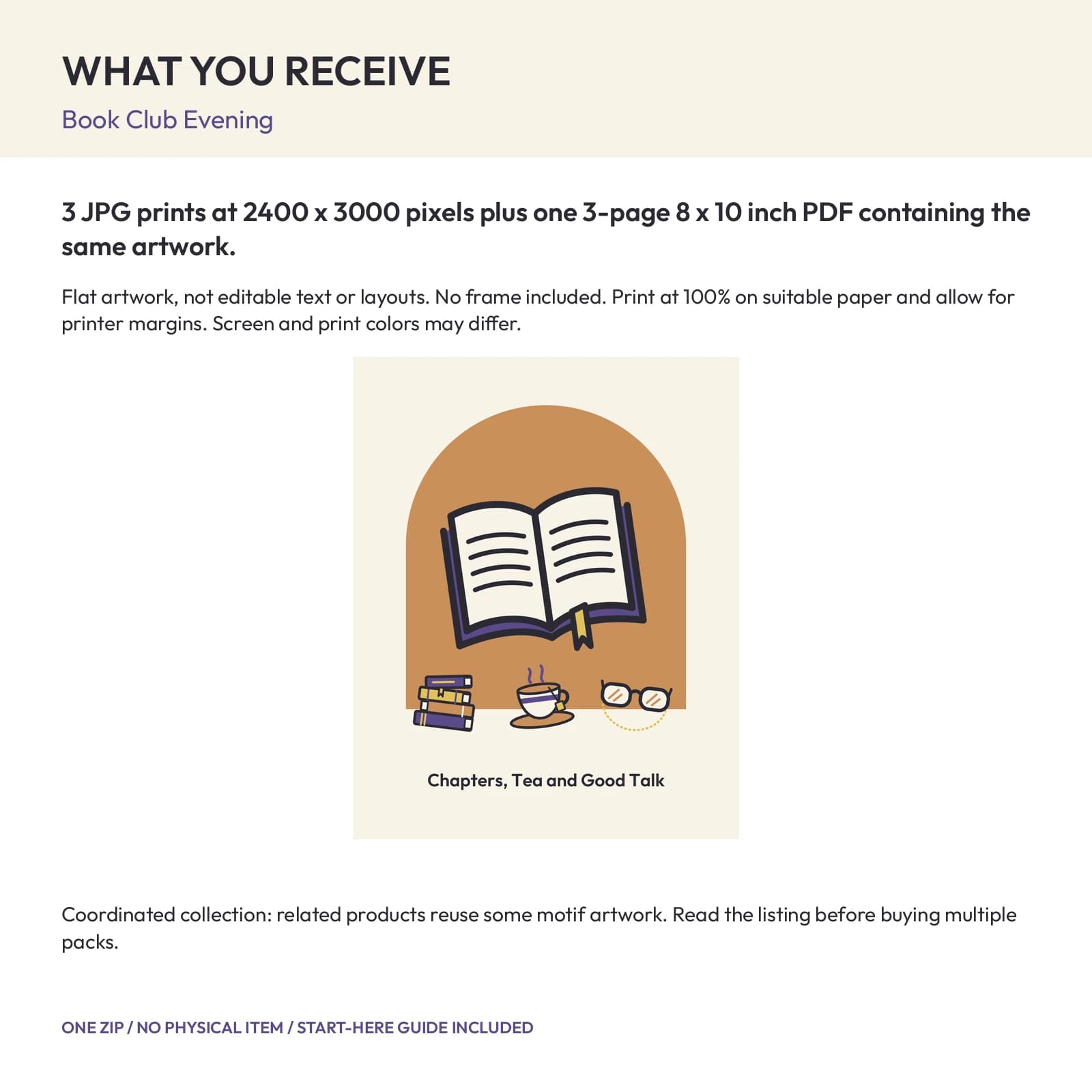 Book Club Evening - 3 Printable Art Prints, preview 2 of 2