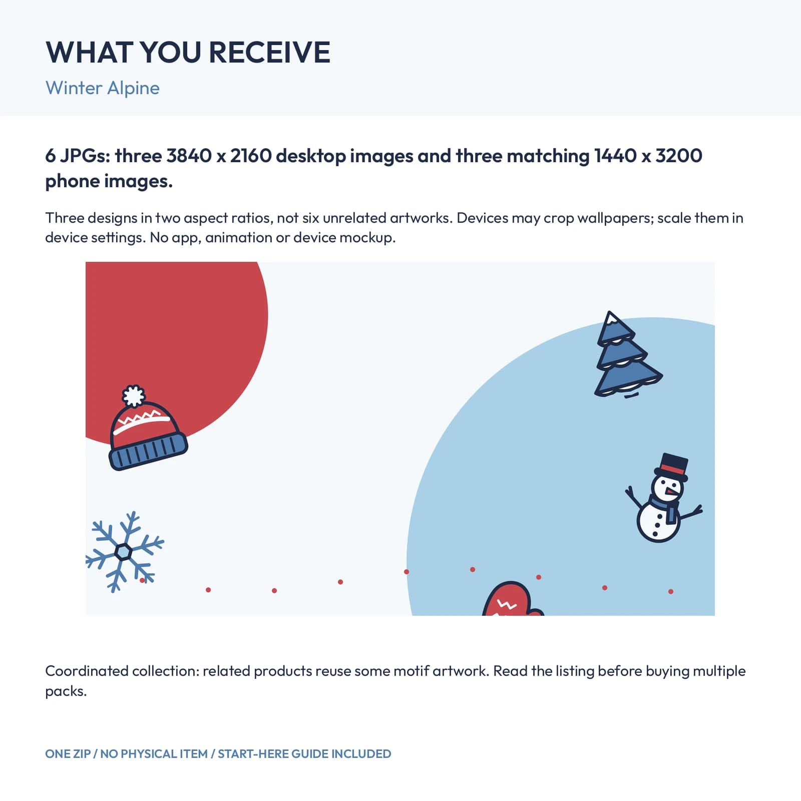 Winter Alpine - Phone and Desktop Wallpaper Set, preview 2 of 2