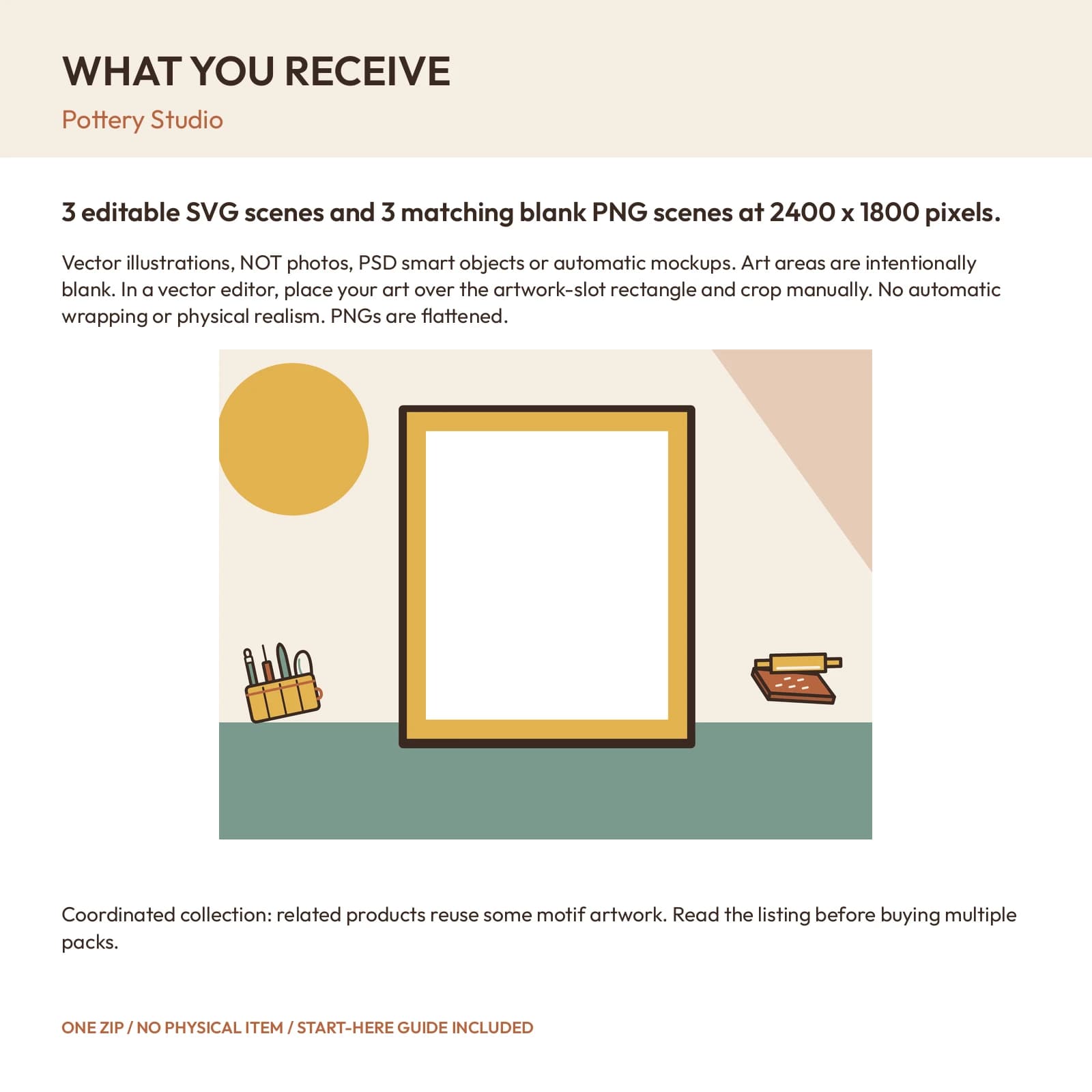 Pottery Studio - 3 Flat Vector Presentation Scenes, preview 2 of 2