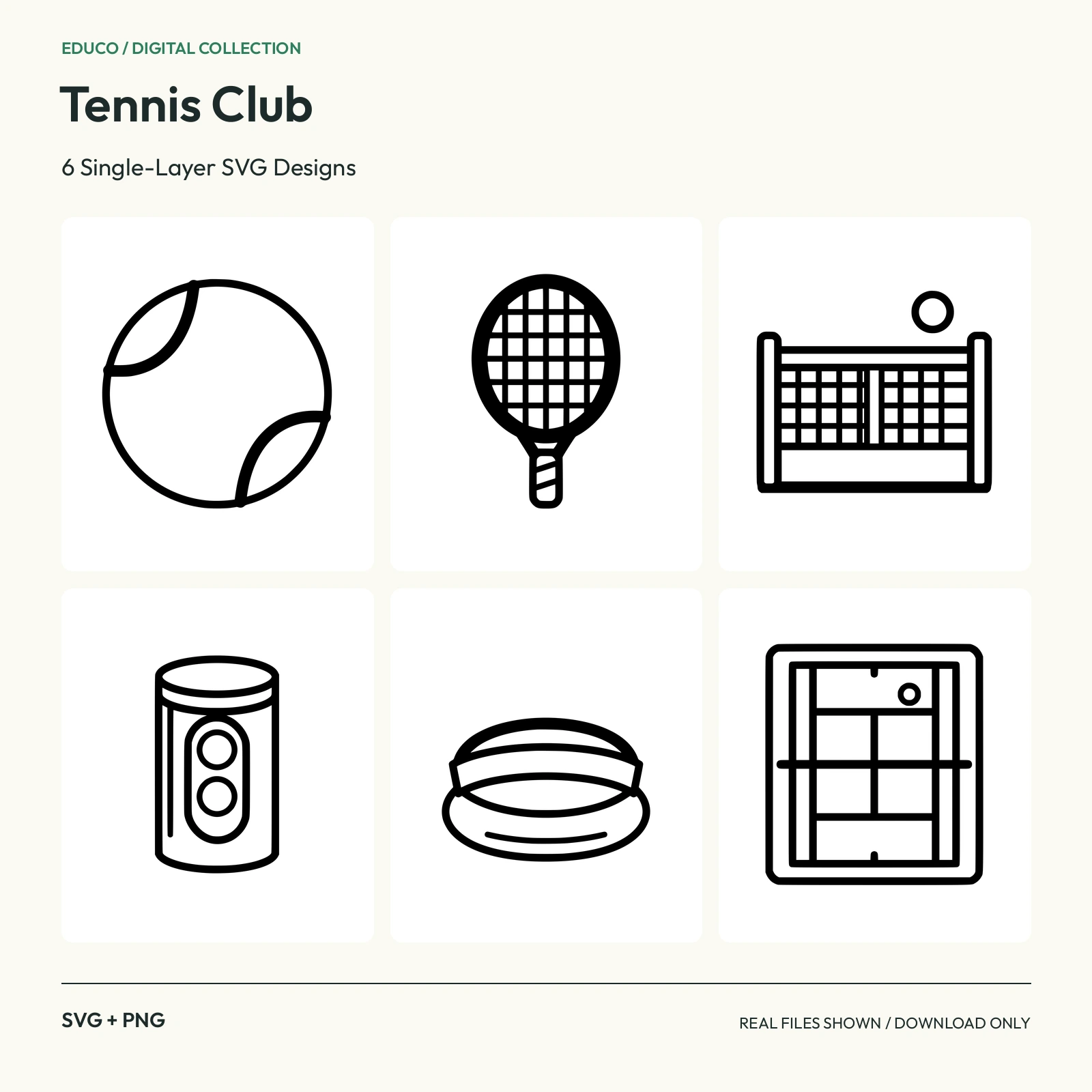 Tennis Club - 6 Single-Layer SVG Designs, preview 1 of 2