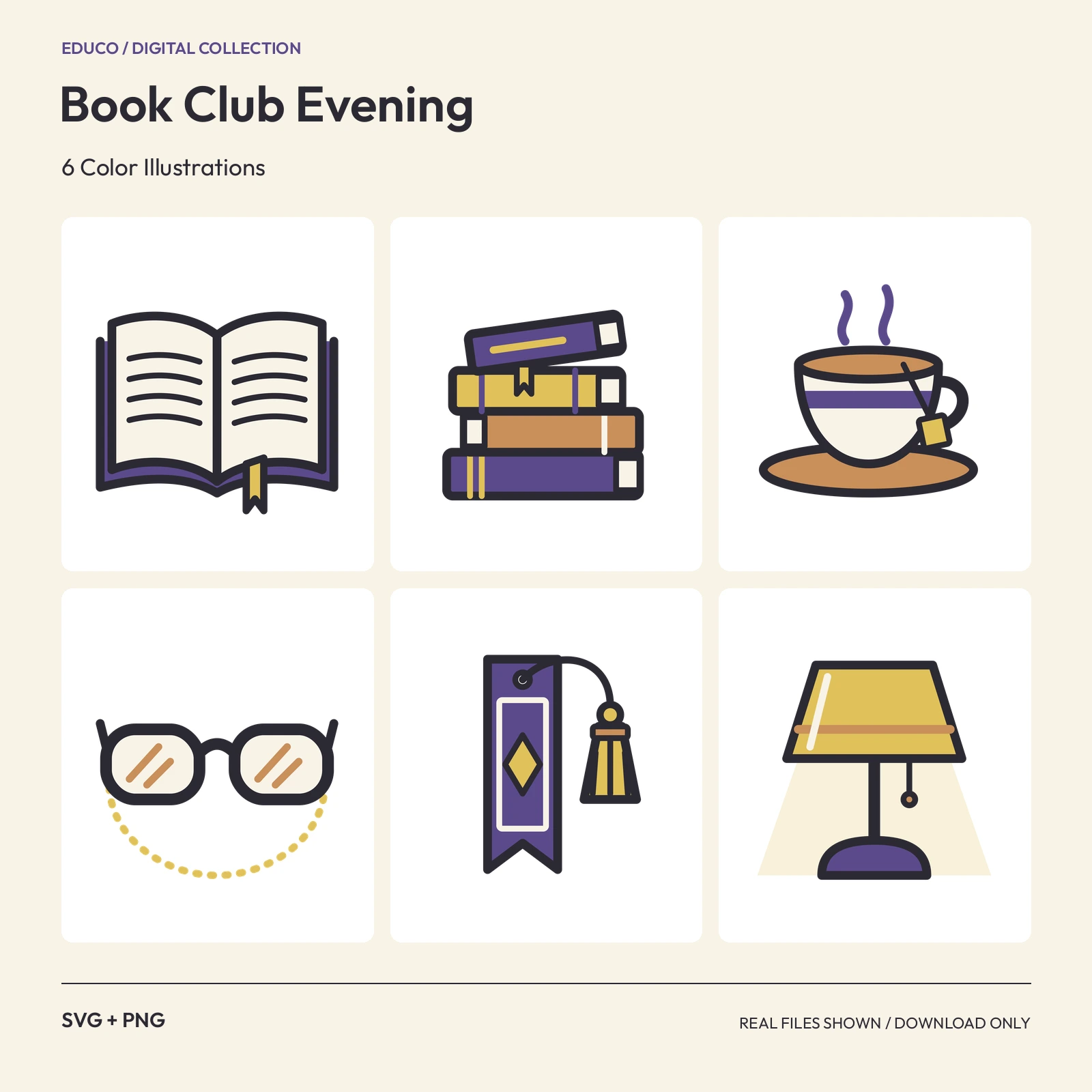 Book Club Evening - 6 Color Illustrations, preview 1 of 2