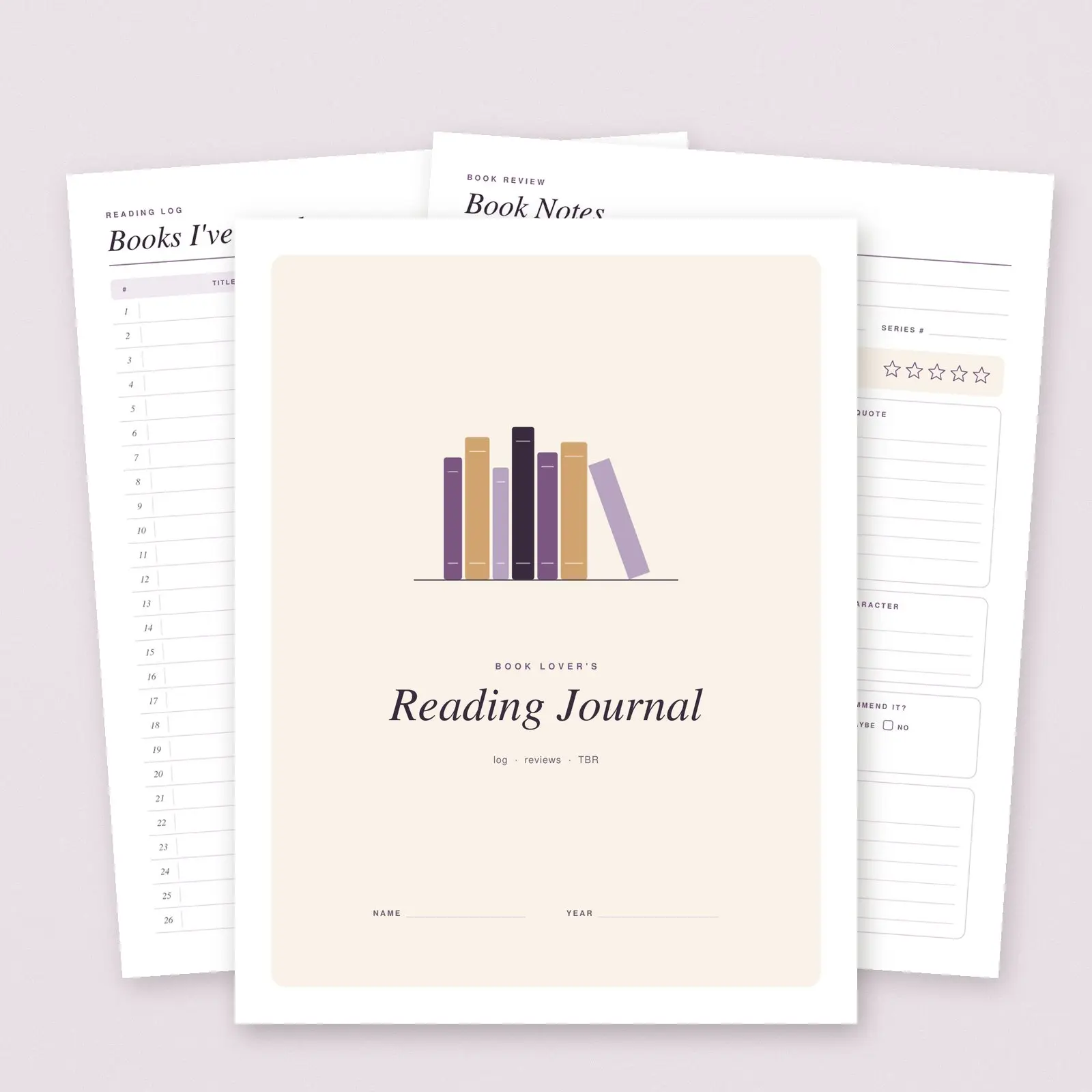 Reading Journal & Book Log Printable | 8-Page PDF, Letter + A4 preview