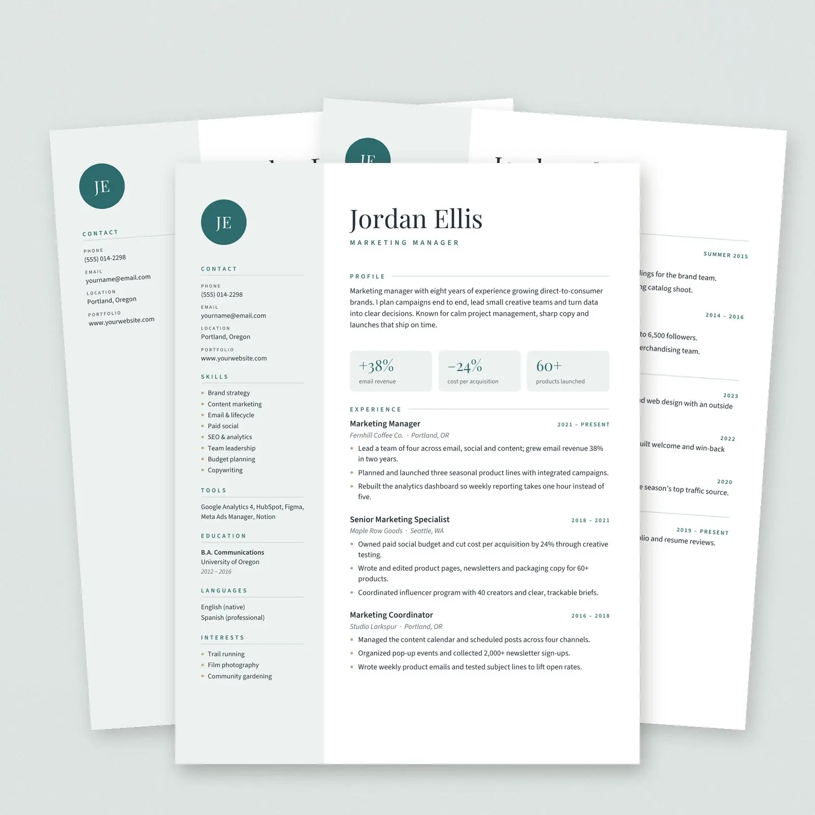 Resume & Cover Letter Template | Editable SVG + PDF, Letter & A4 preview