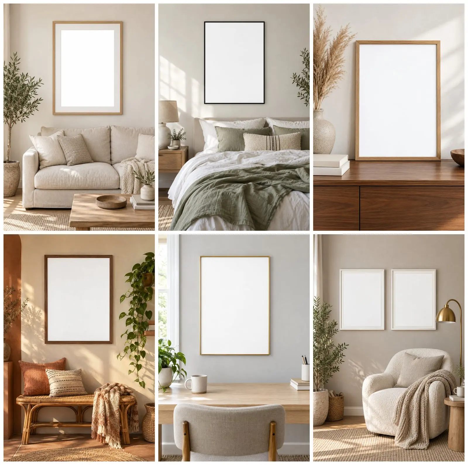 Blank Framed Poster Mockups, 6 Living Room & Bedroom Scenes preview