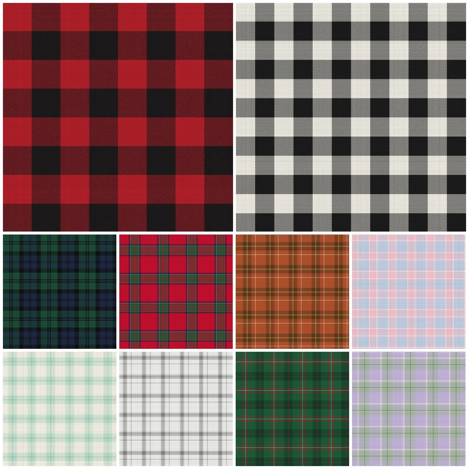 Buffalo Check & Tartan Plaid Digital Paper, 12 Seamless Sheets preview