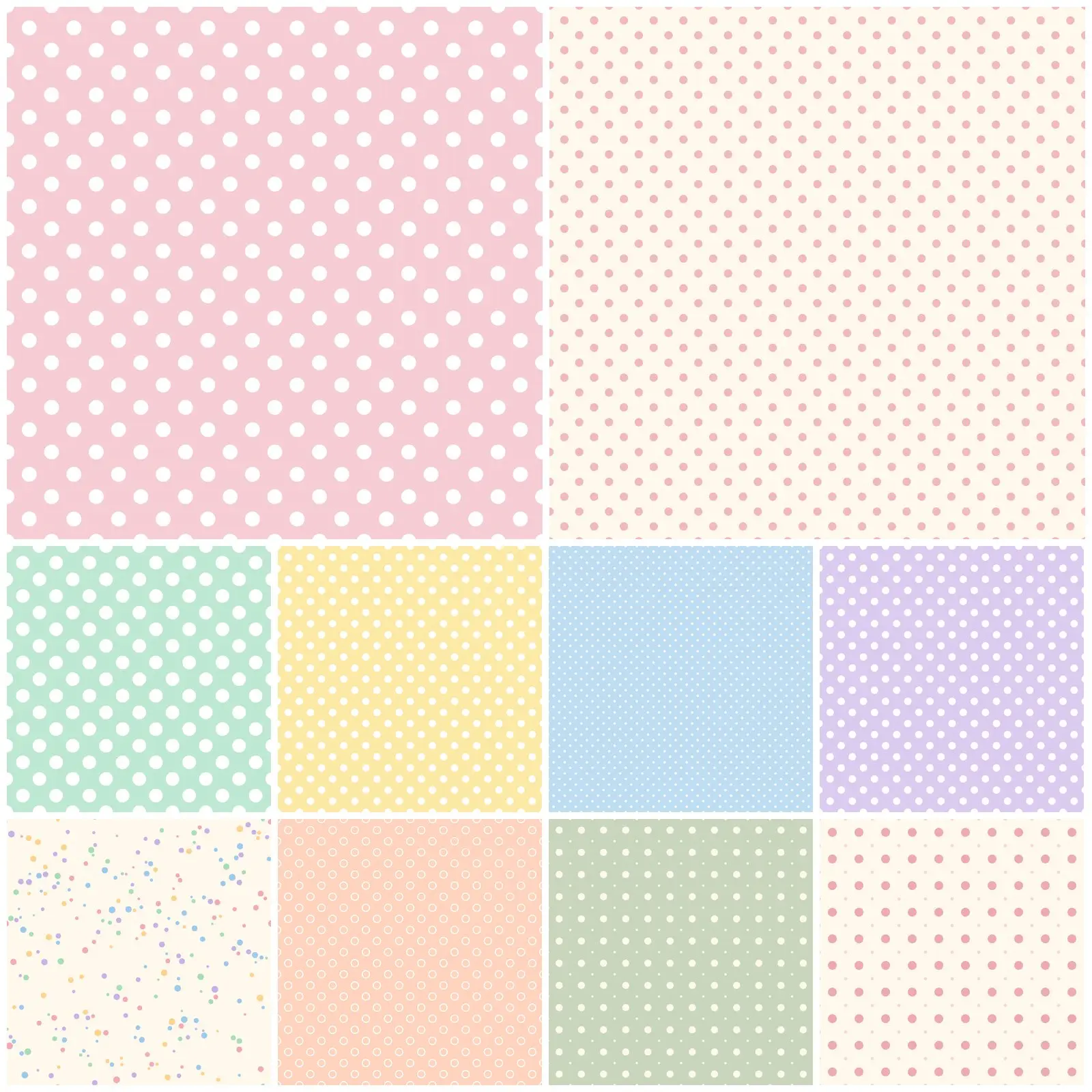 Pastel Polka Dot Digital Paper Pack, 12 Seamless Sheets preview