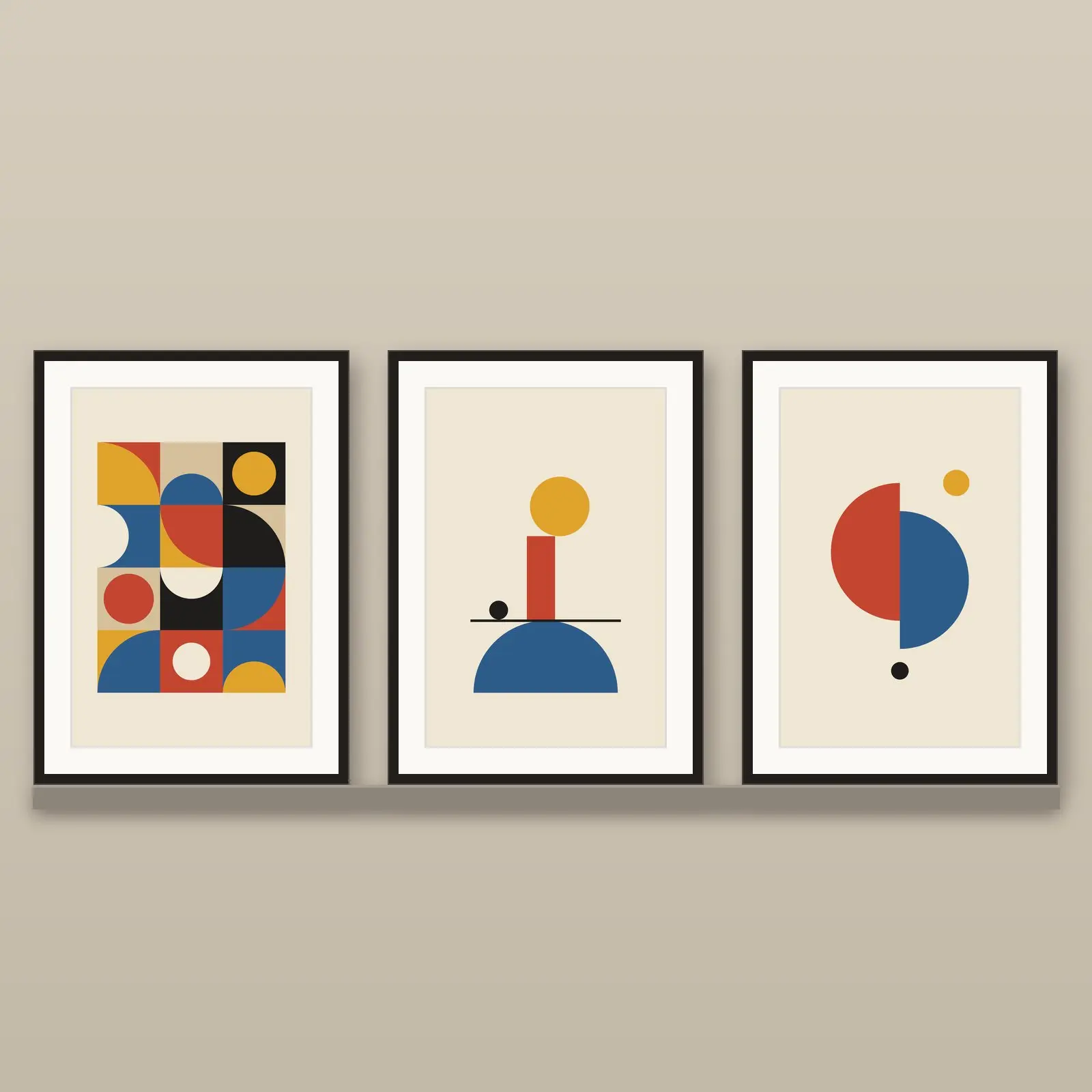 Bauhaus Geometric Wall Art Set of 6 | Printable Mid-Century Shapes preview