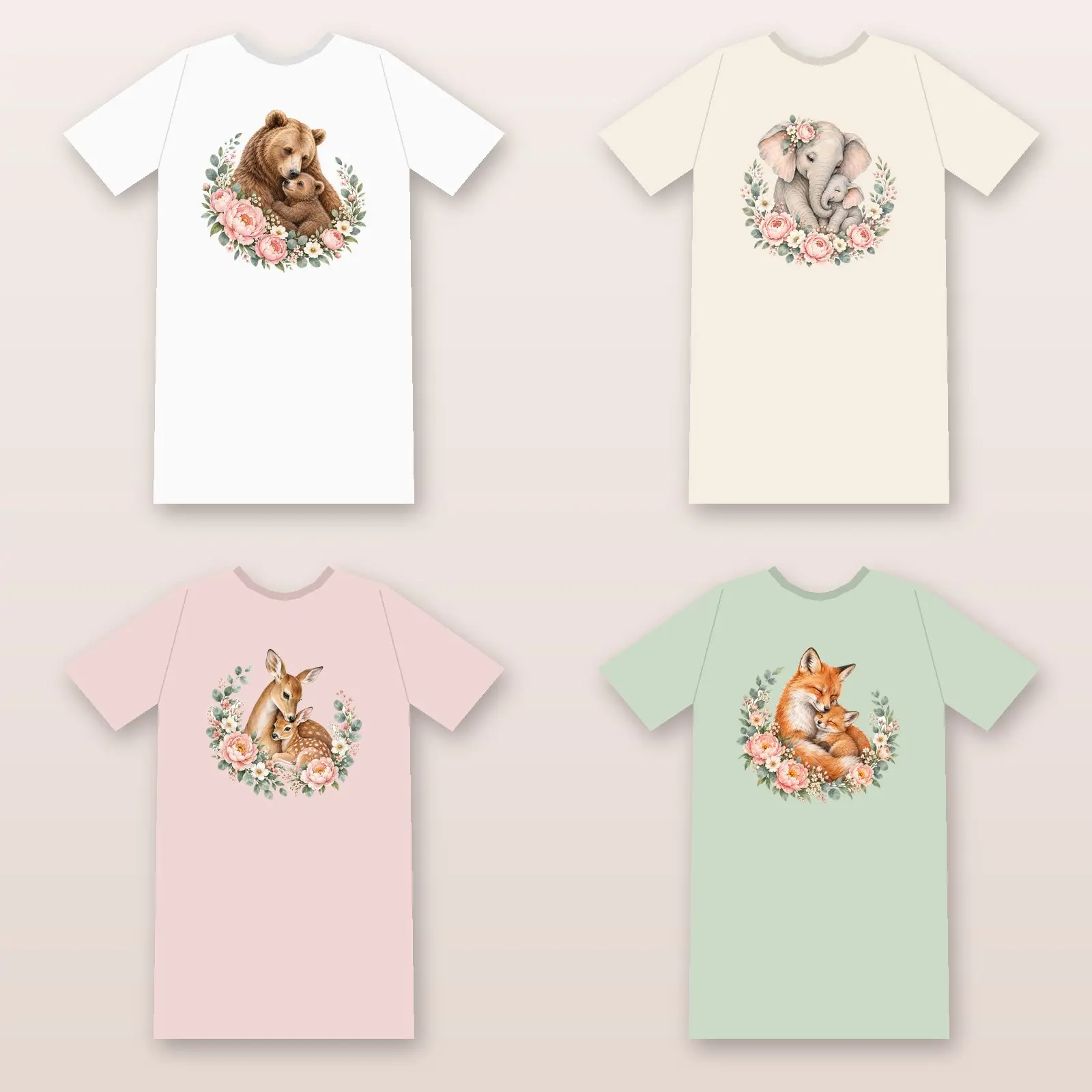 Mama & Baby Animal Floral PNGs | 6 Sublimation Designs for Mom preview