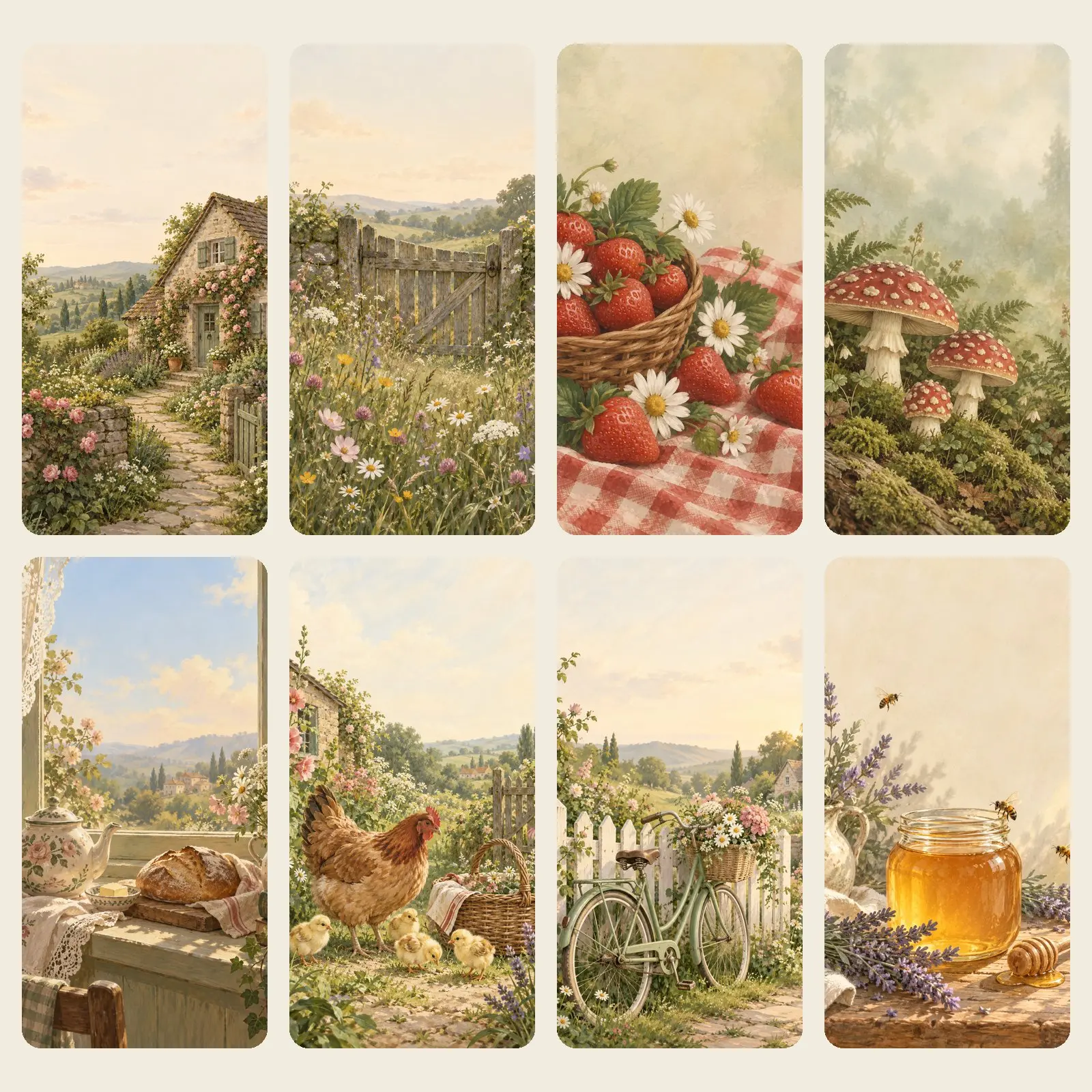 Cottagecore Phone Wallpapers | 8 Illustrated iPhone Backgrounds preview