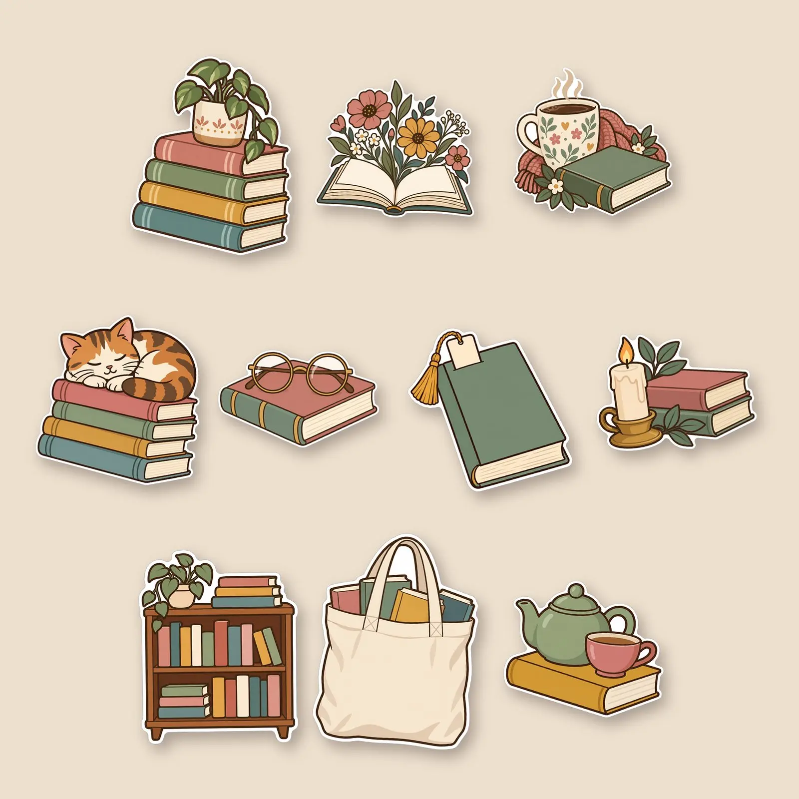 Bookish Sticker Pack – 10 Cozy Reading Printable Stickers preview