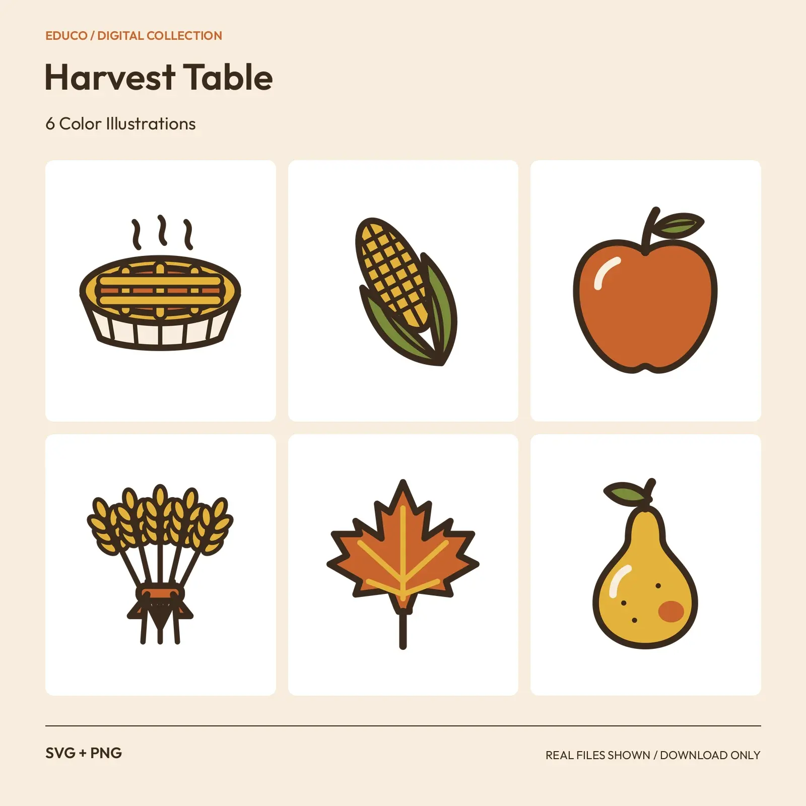 Harvest Table - 6 Color Illustrations preview