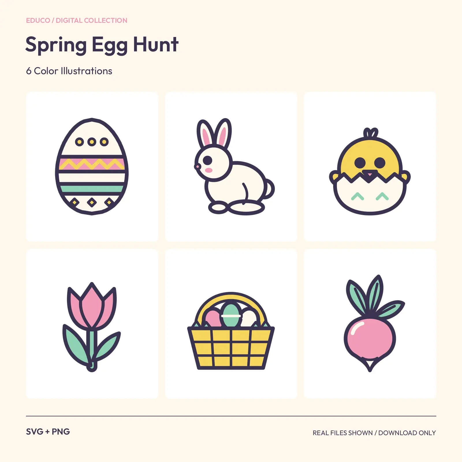 Spring Egg Hunt - 6 Color Illustrations preview