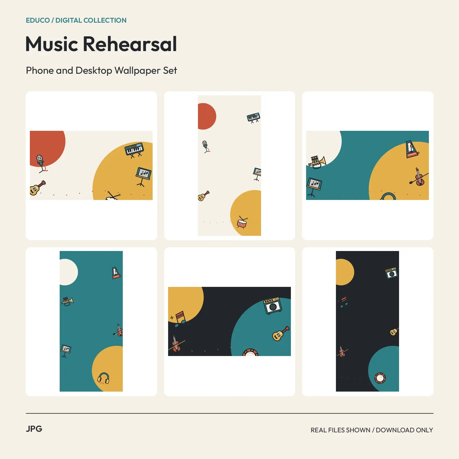 Music Rehearsal - Phone and Desktop Wallpaper Set preview