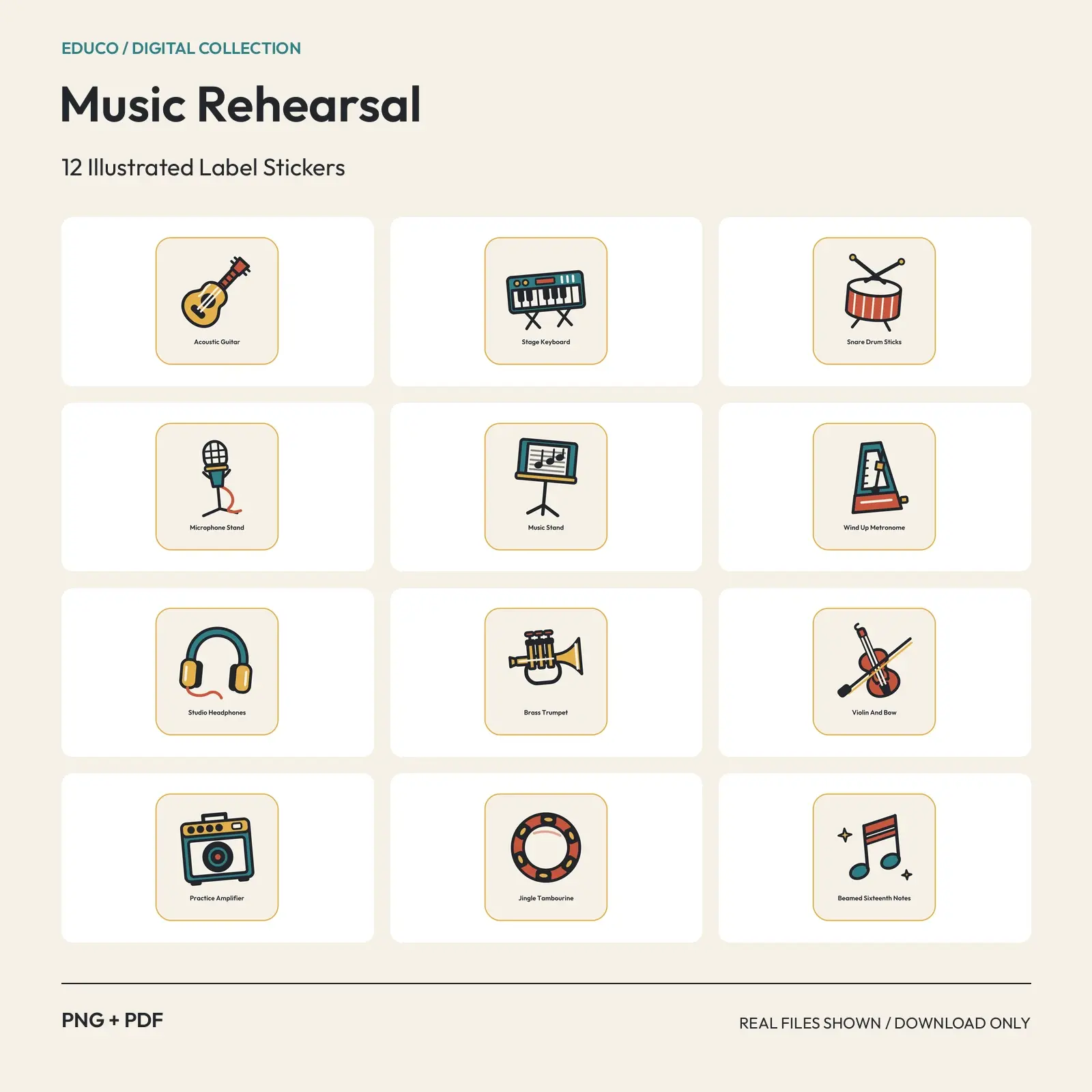 Music Rehearsal - 12 Illustrated Label Stickers preview