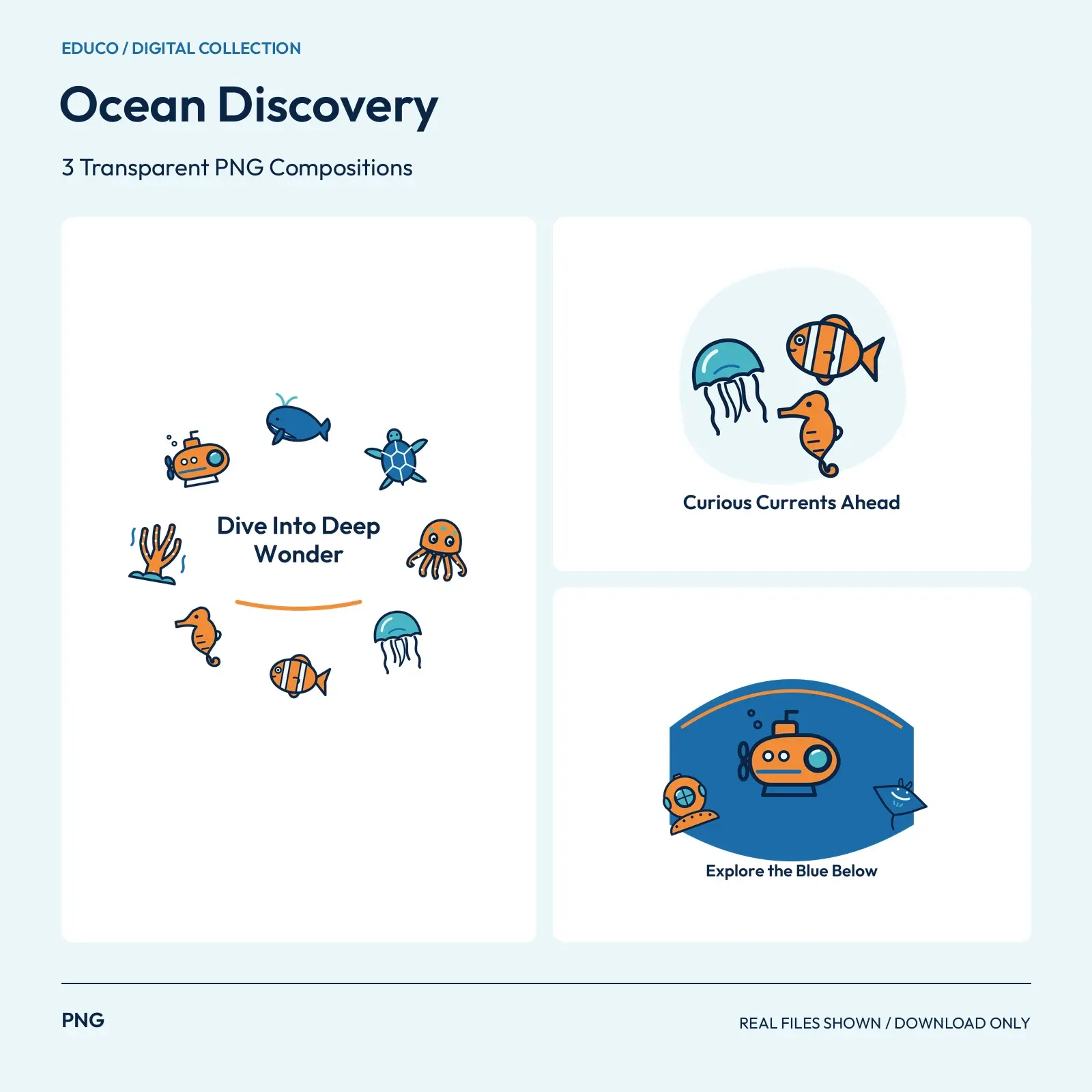 Ocean Discovery - 3 Transparent PNG Compositions preview