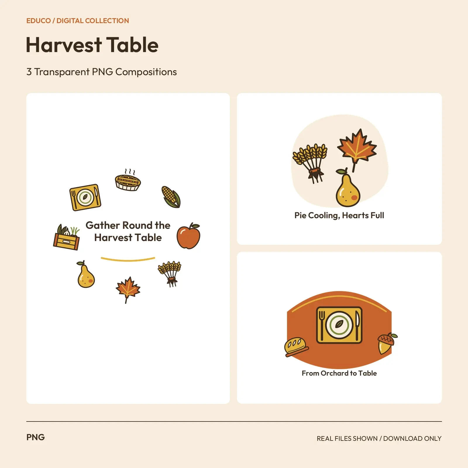 Harvest Table - 3 Transparent PNG Compositions preview