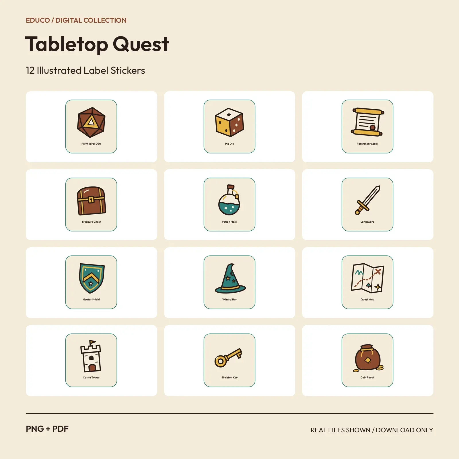Tabletop Quest - 12 Illustrated Label Stickers preview