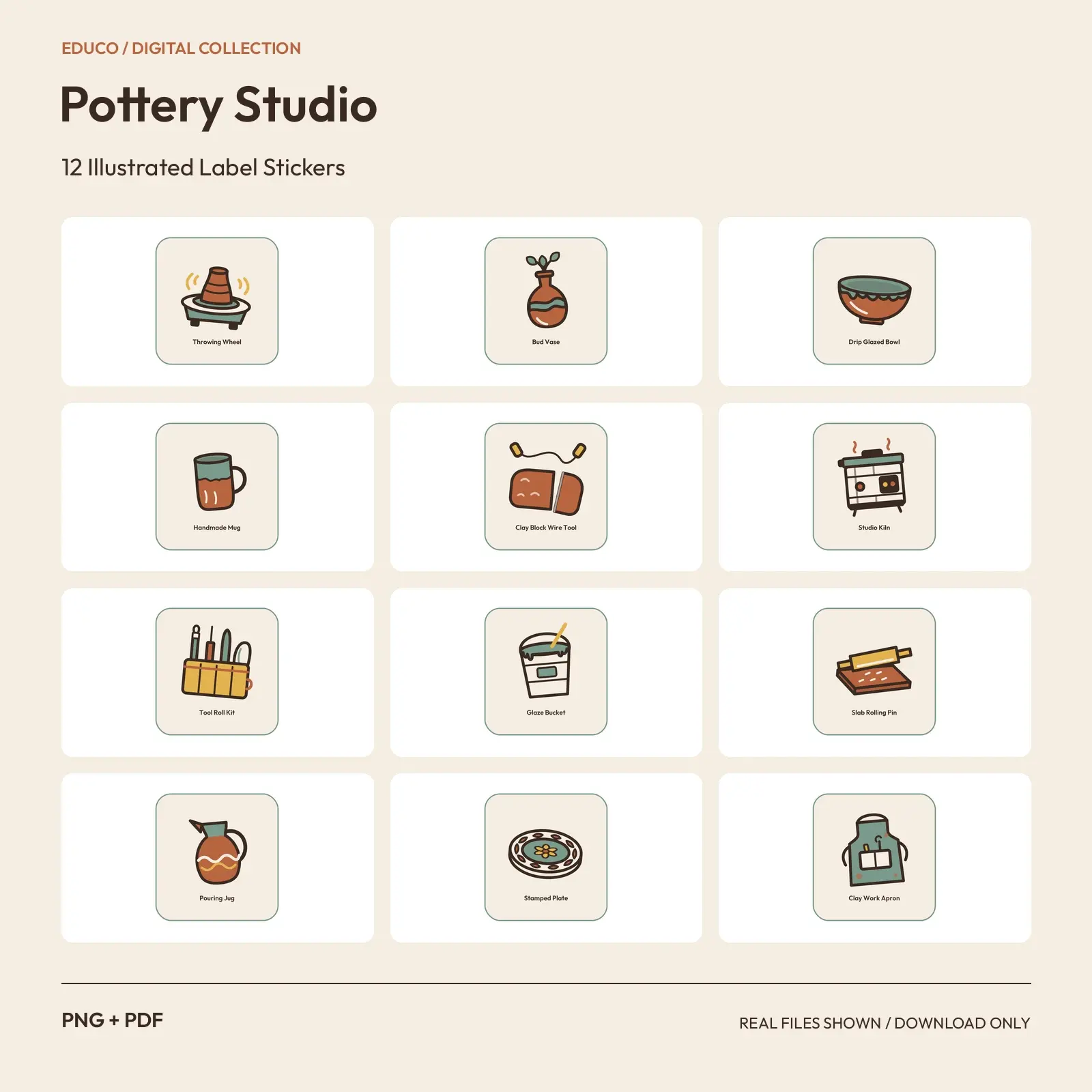 Pottery Studio - 12 Illustrated Label Stickers preview