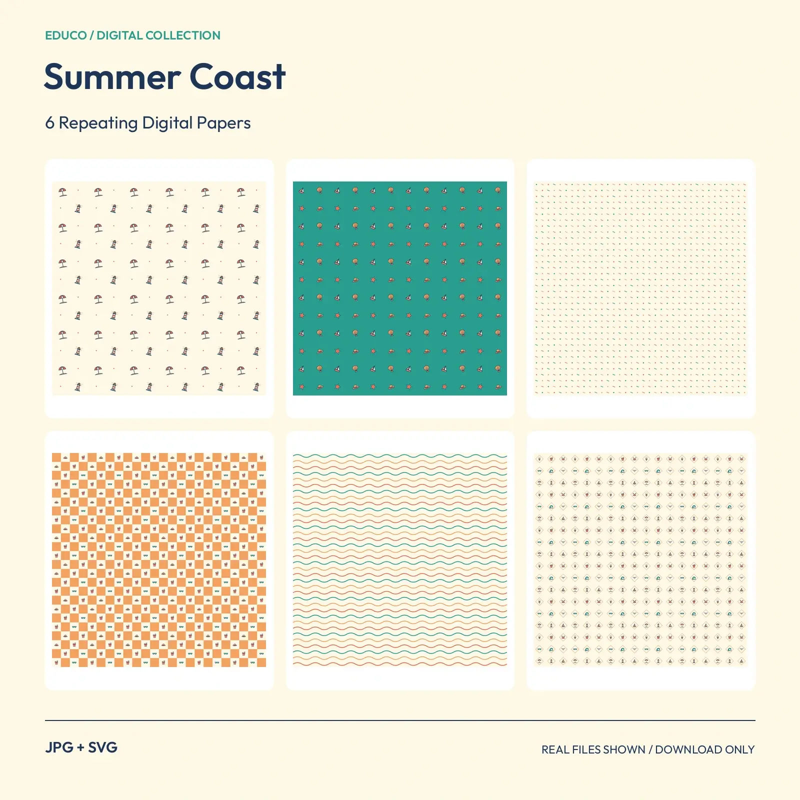 Summer Coast - 6 Repeating Digital Papers preview