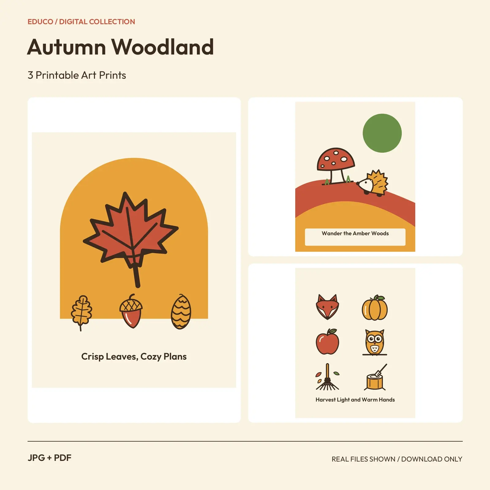 Autumn Woodland - 3 Printable Art Prints preview