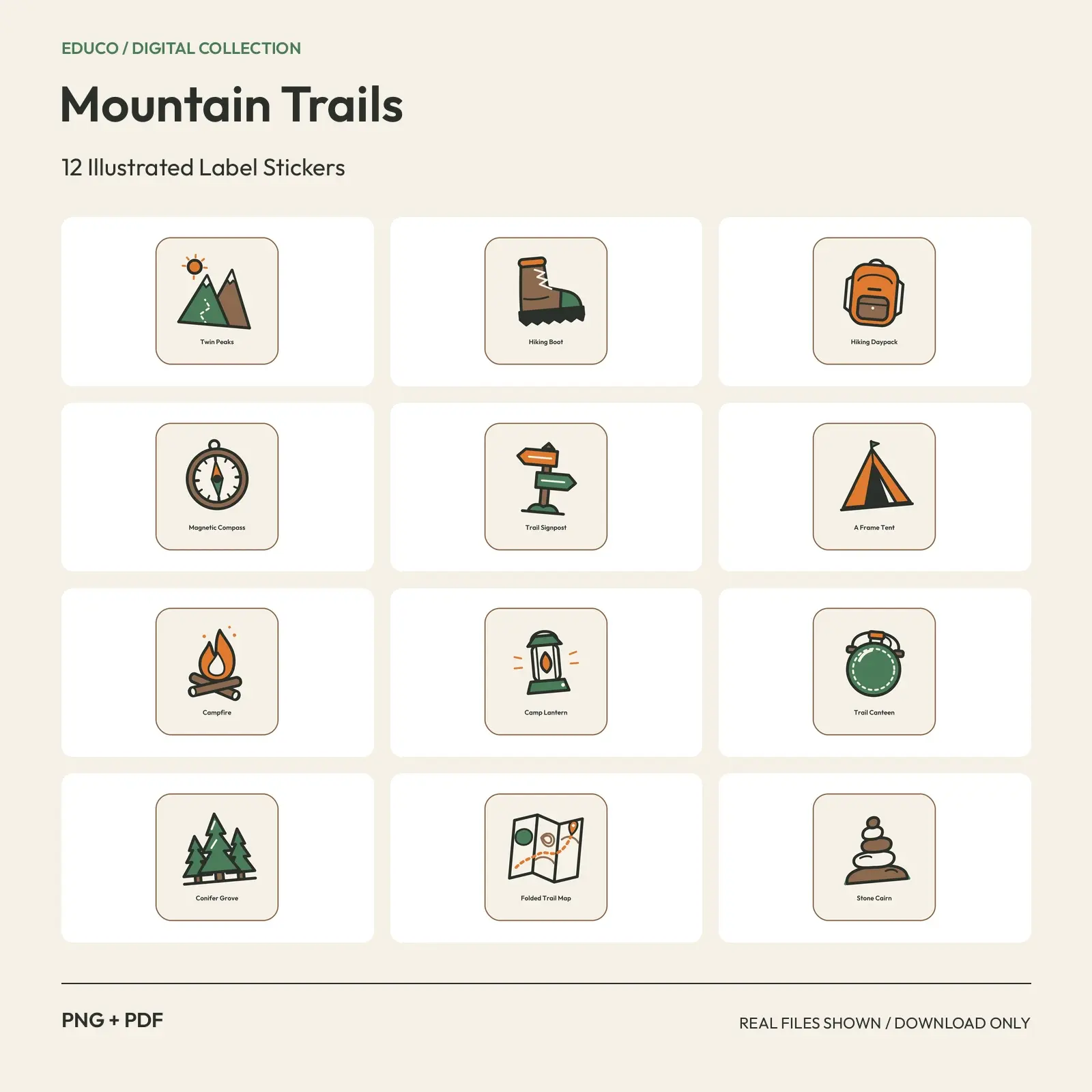 Mountain Trails - 12 Illustrated Label Stickers preview