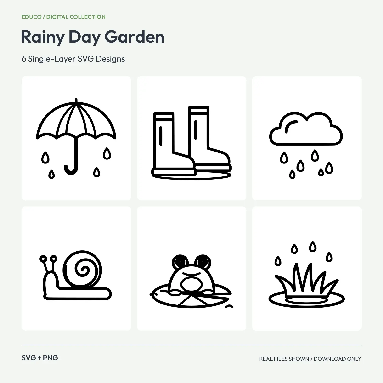 Rainy Day Garden - 6 Single-Layer SVG Designs preview