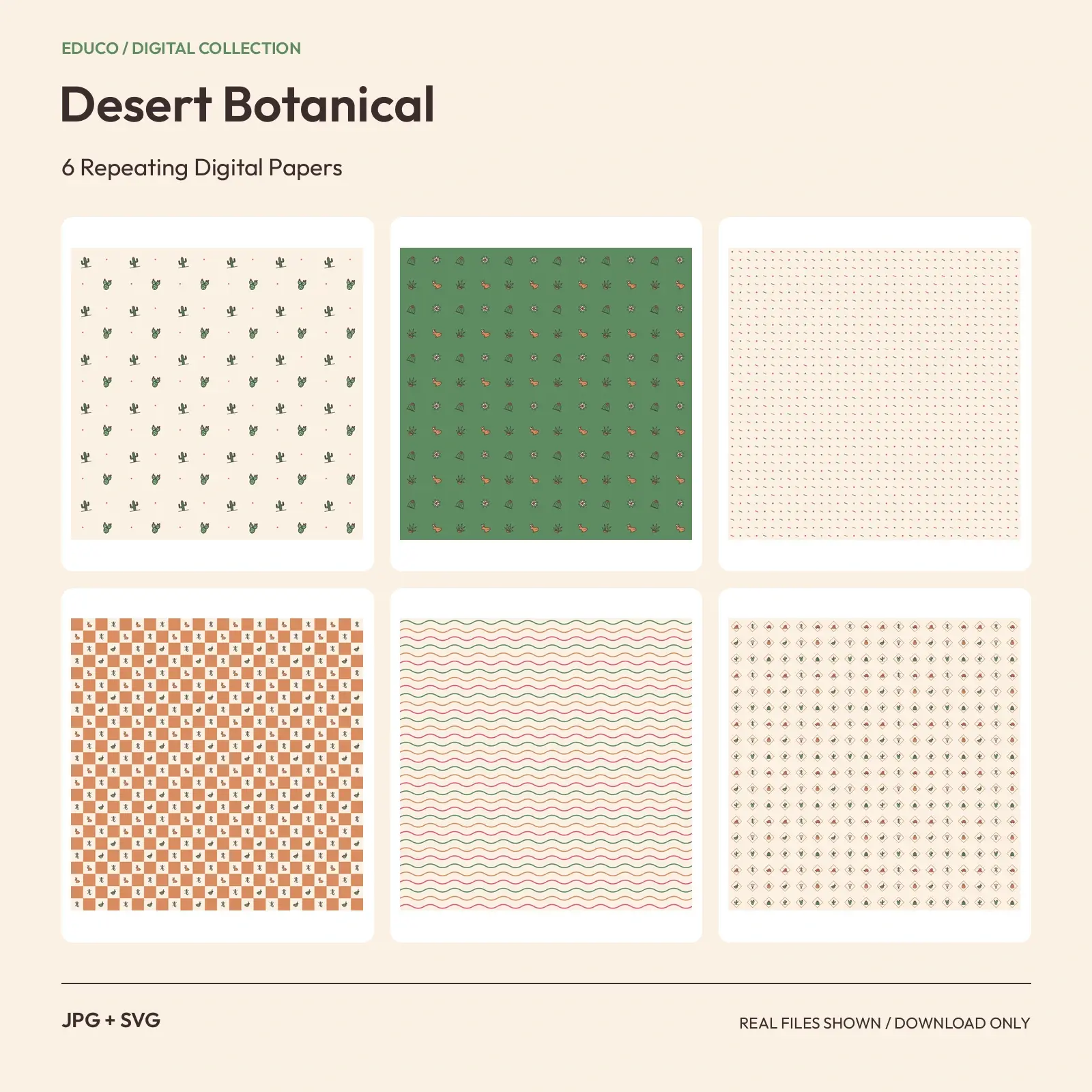 Desert Botanical - 6 Repeating Digital Papers preview