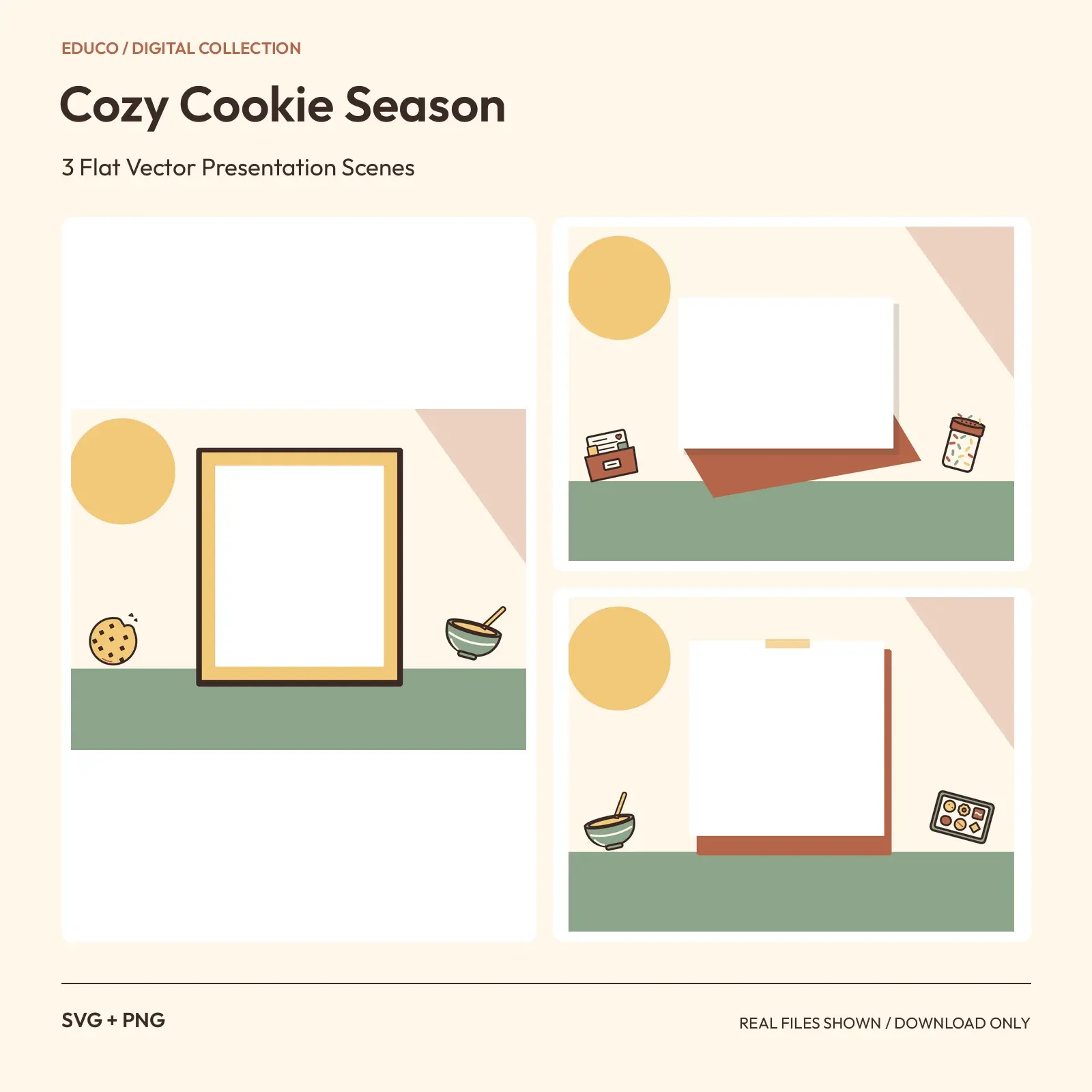 Cozy Cookie Season - 3 Flat Vector Presentation Scenes preview