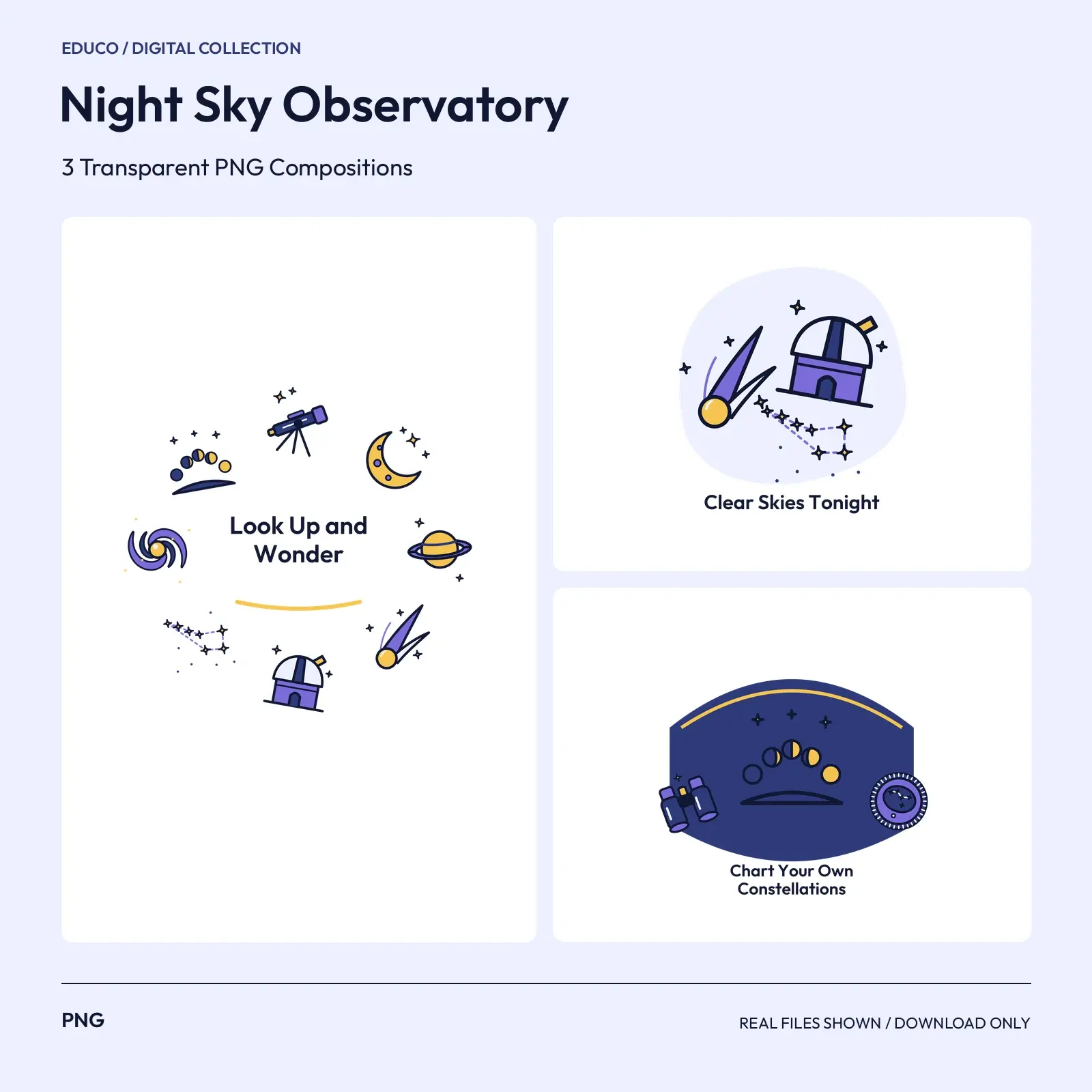 Night Sky Observatory - 3 Transparent PNG Compositions preview