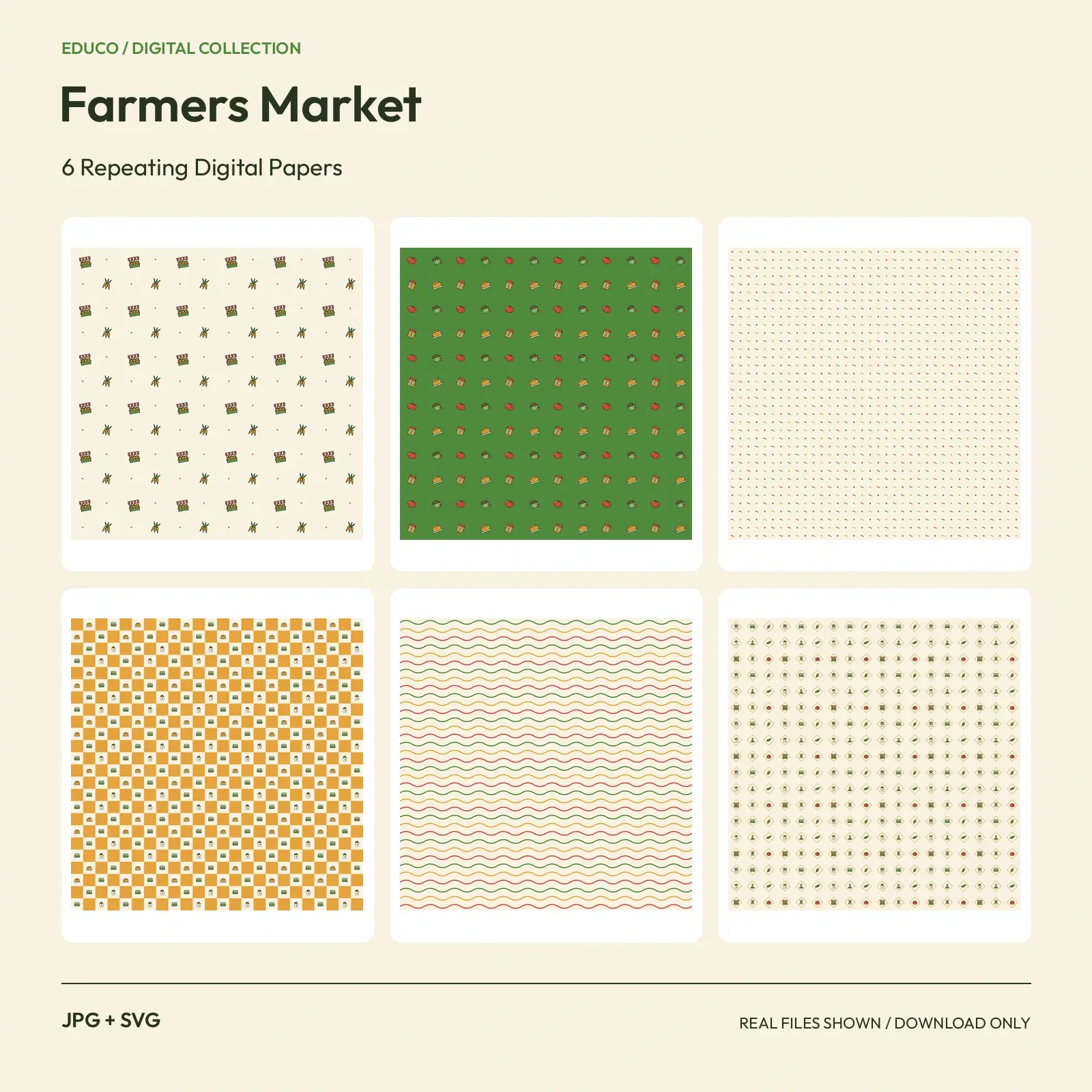 Farmers Market - 6 Repeating Digital Papers preview