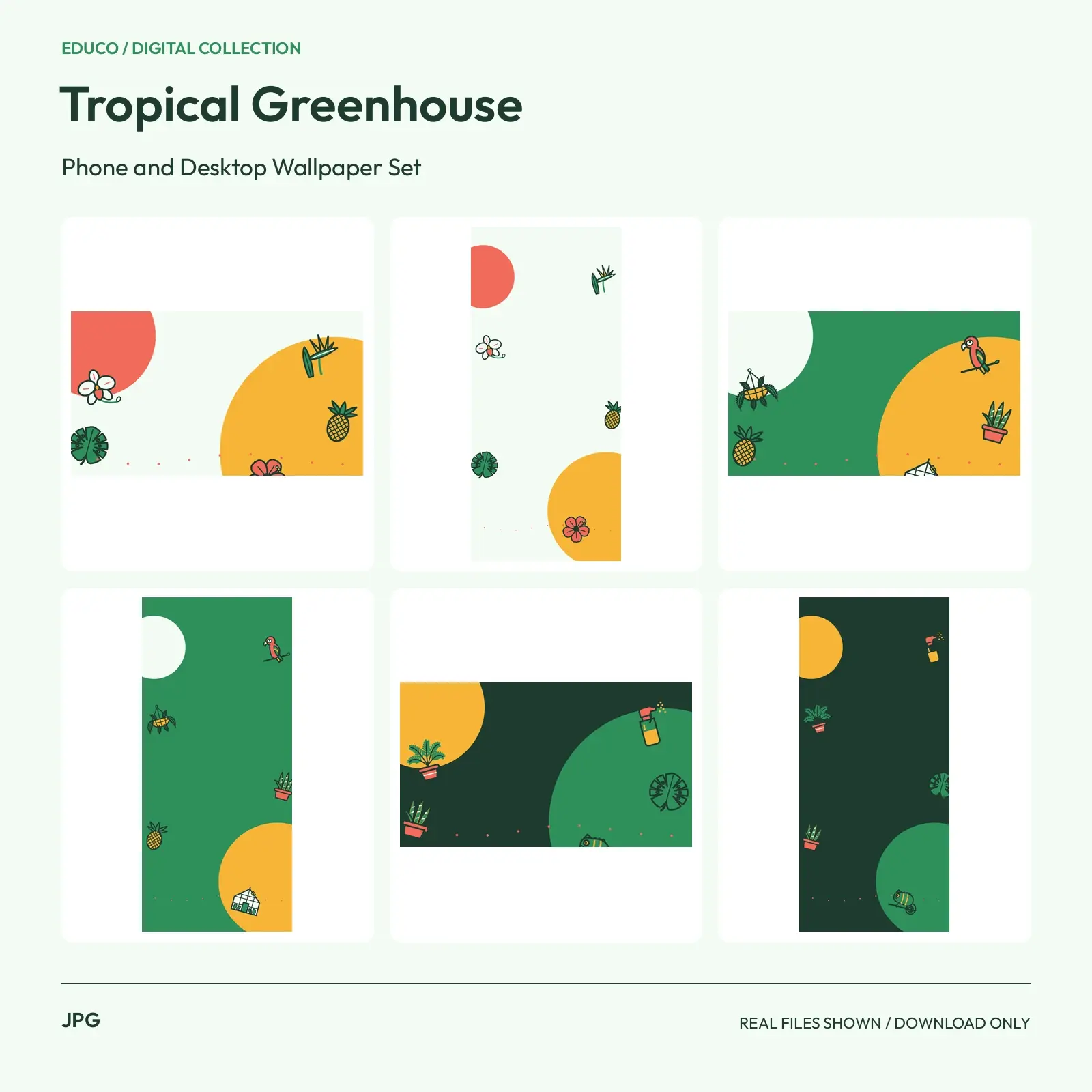 Tropical Greenhouse - Phone and Desktop Wallpaper Set preview