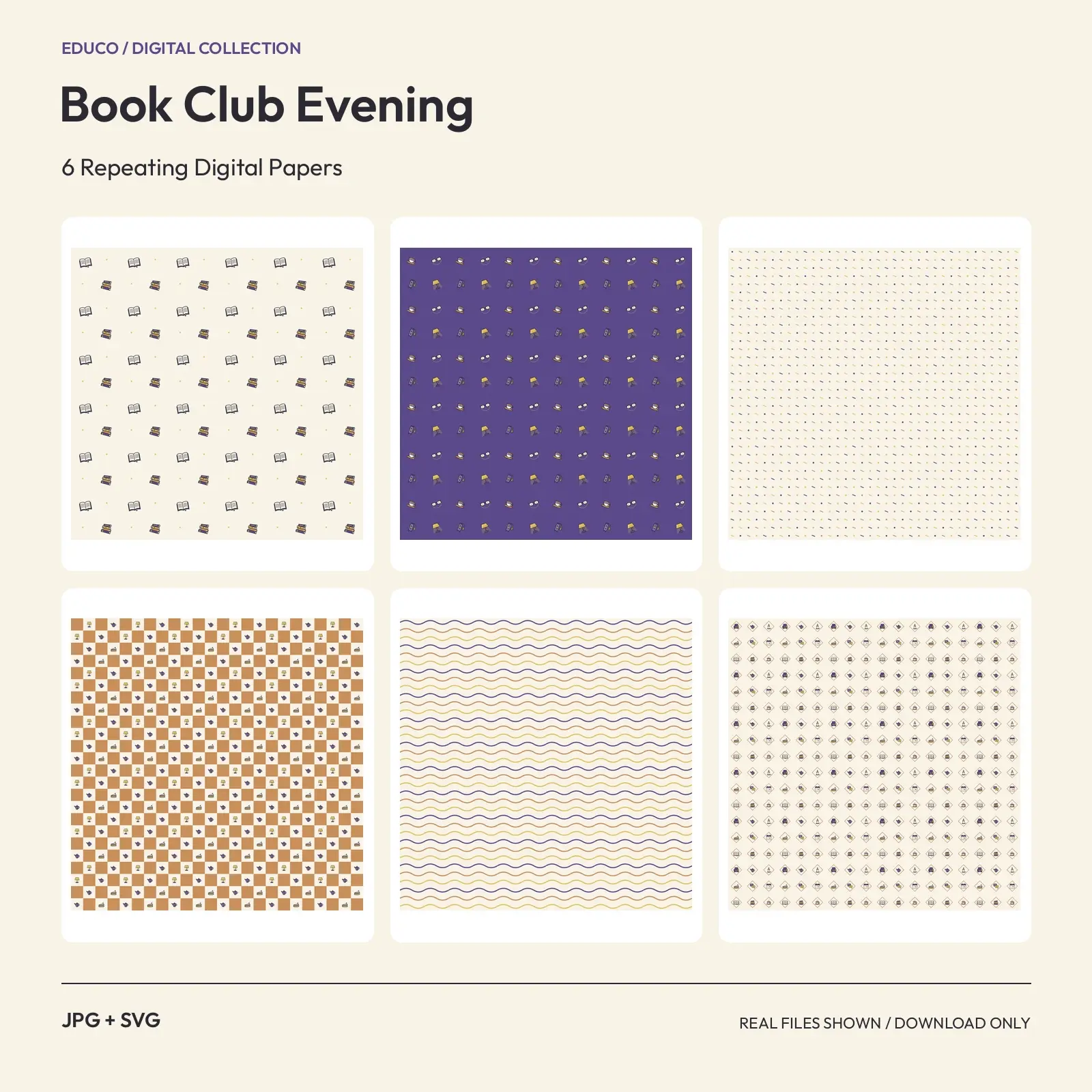 Book Club Evening - 6 Repeating Digital Papers preview