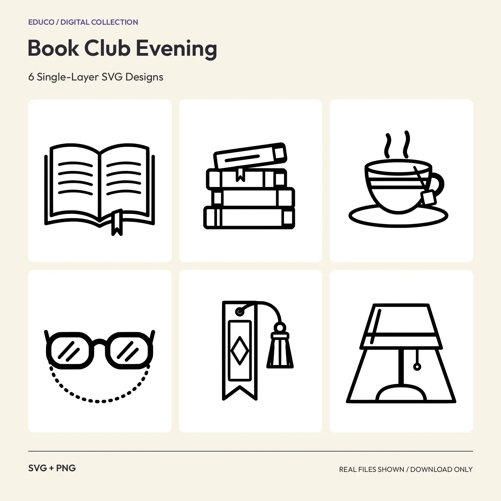 Book Club Evening - 6 Single-Layer SVG Designs preview