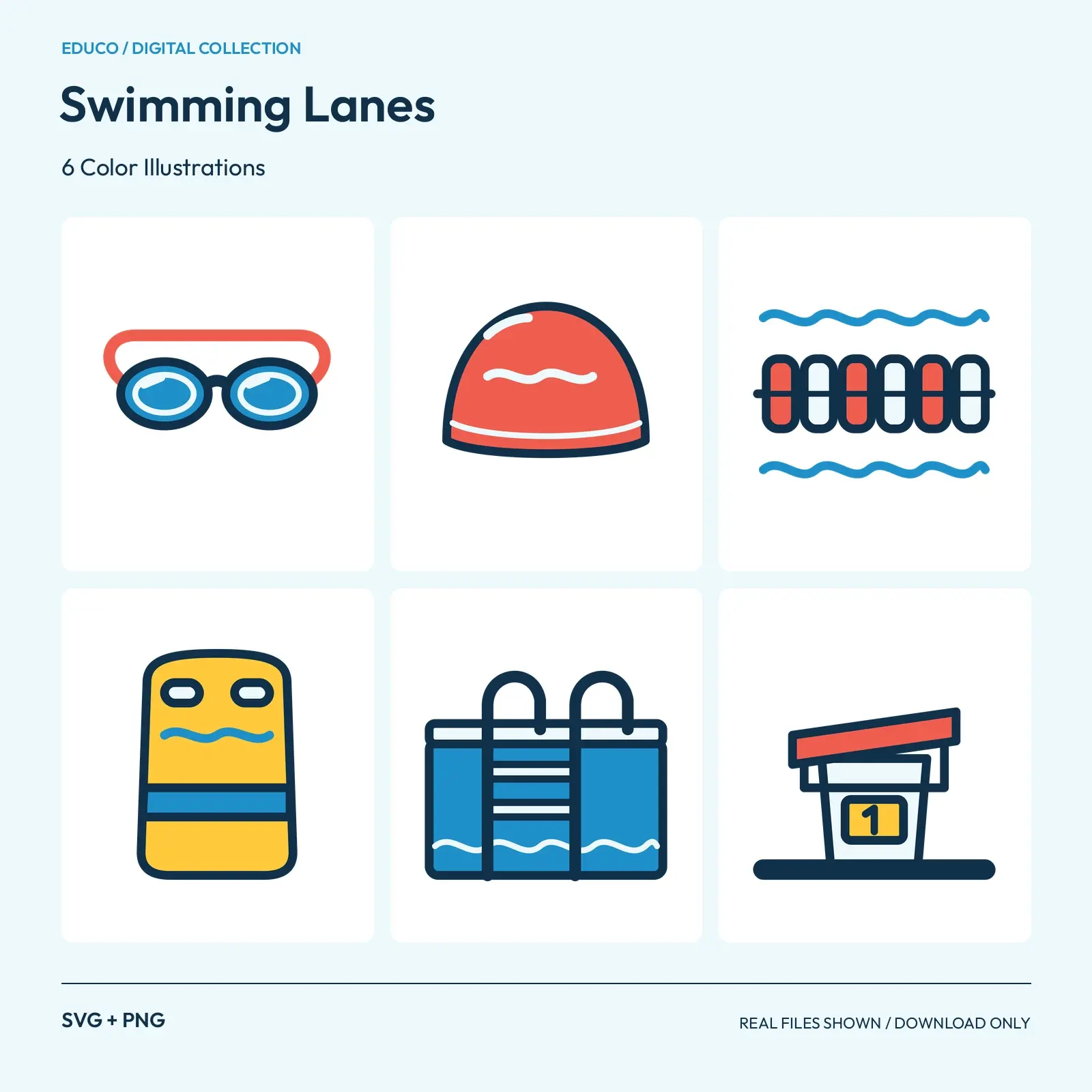 Swimming Lanes - 6 Color Illustrations preview