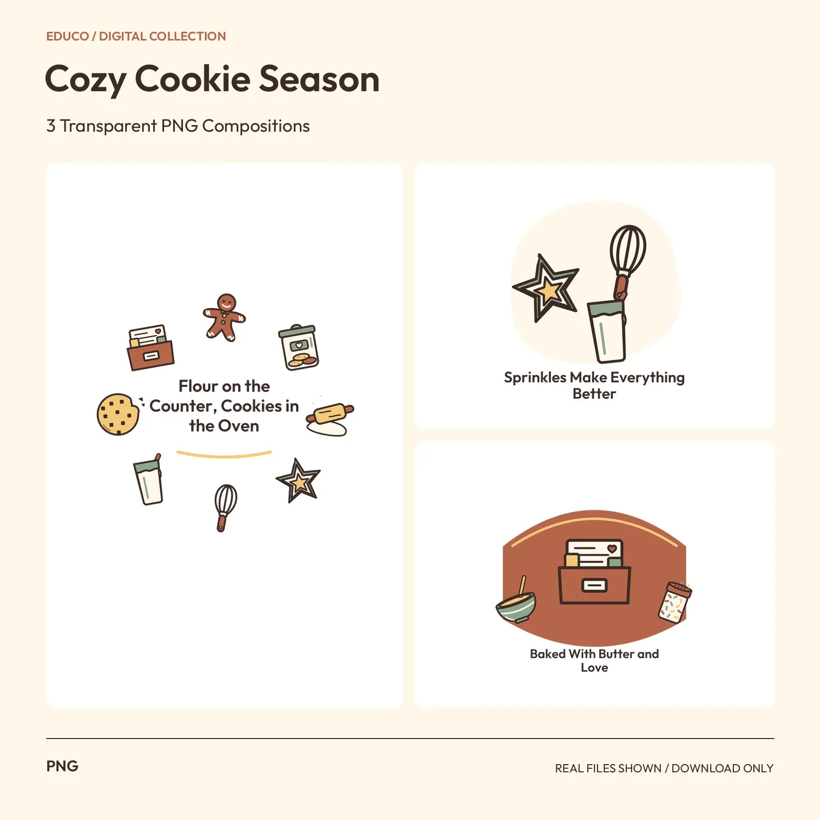 Cozy Cookie Season - 3 Transparent PNG Compositions preview