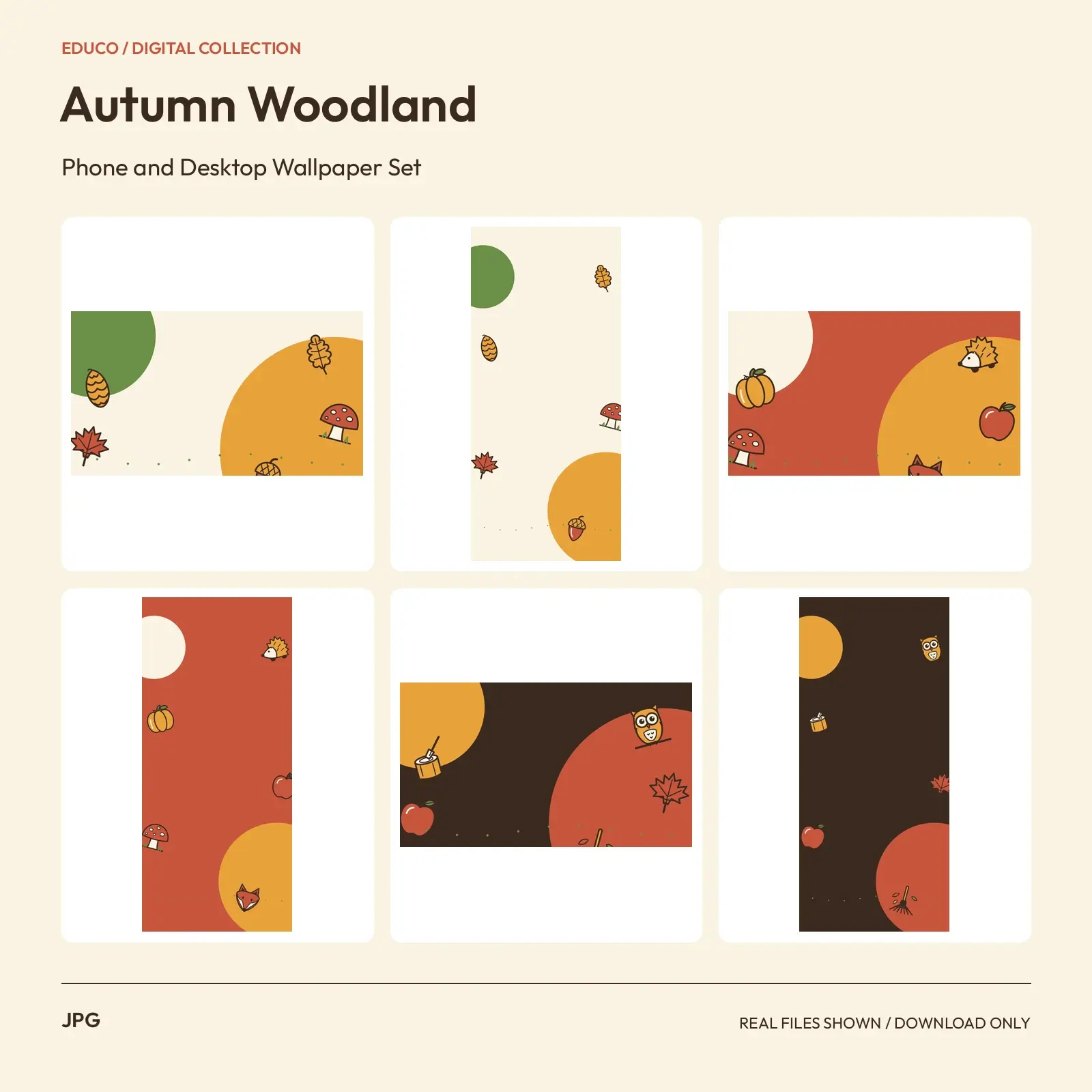 Autumn Woodland - Phone and Desktop Wallpaper Set preview