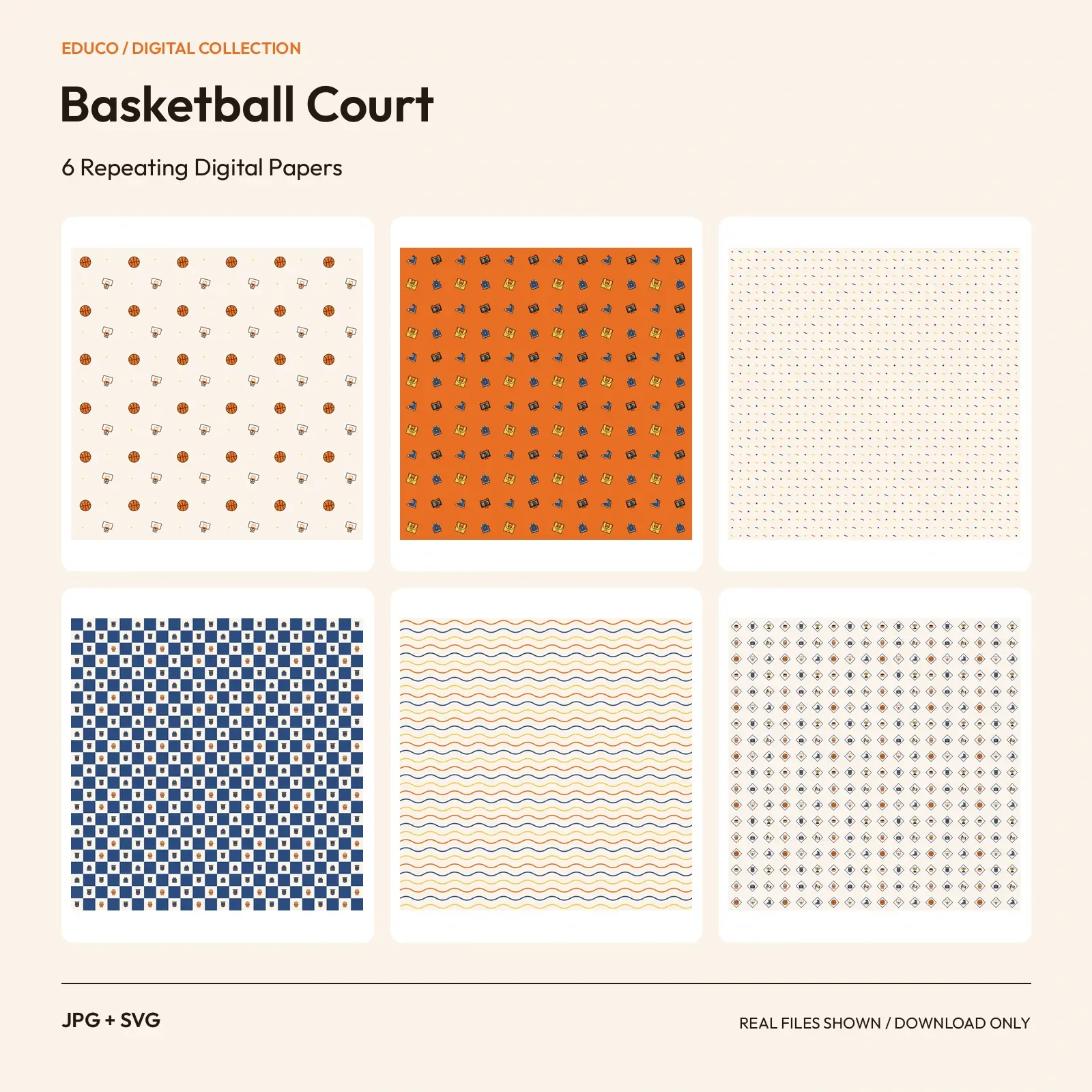 Basketball Court - 6 Repeating Digital Papers preview