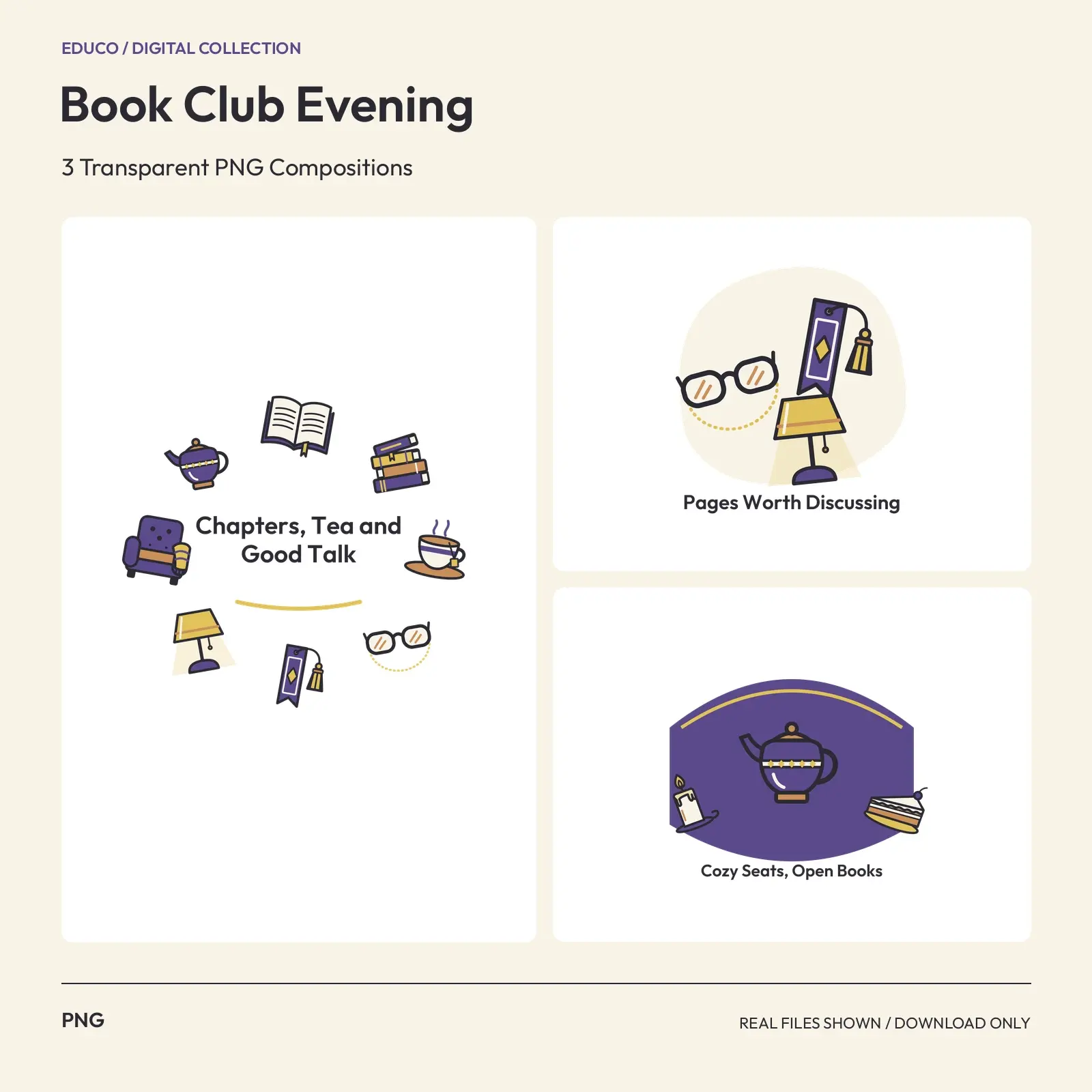 Book Club Evening - 3 Transparent PNG Compositions preview