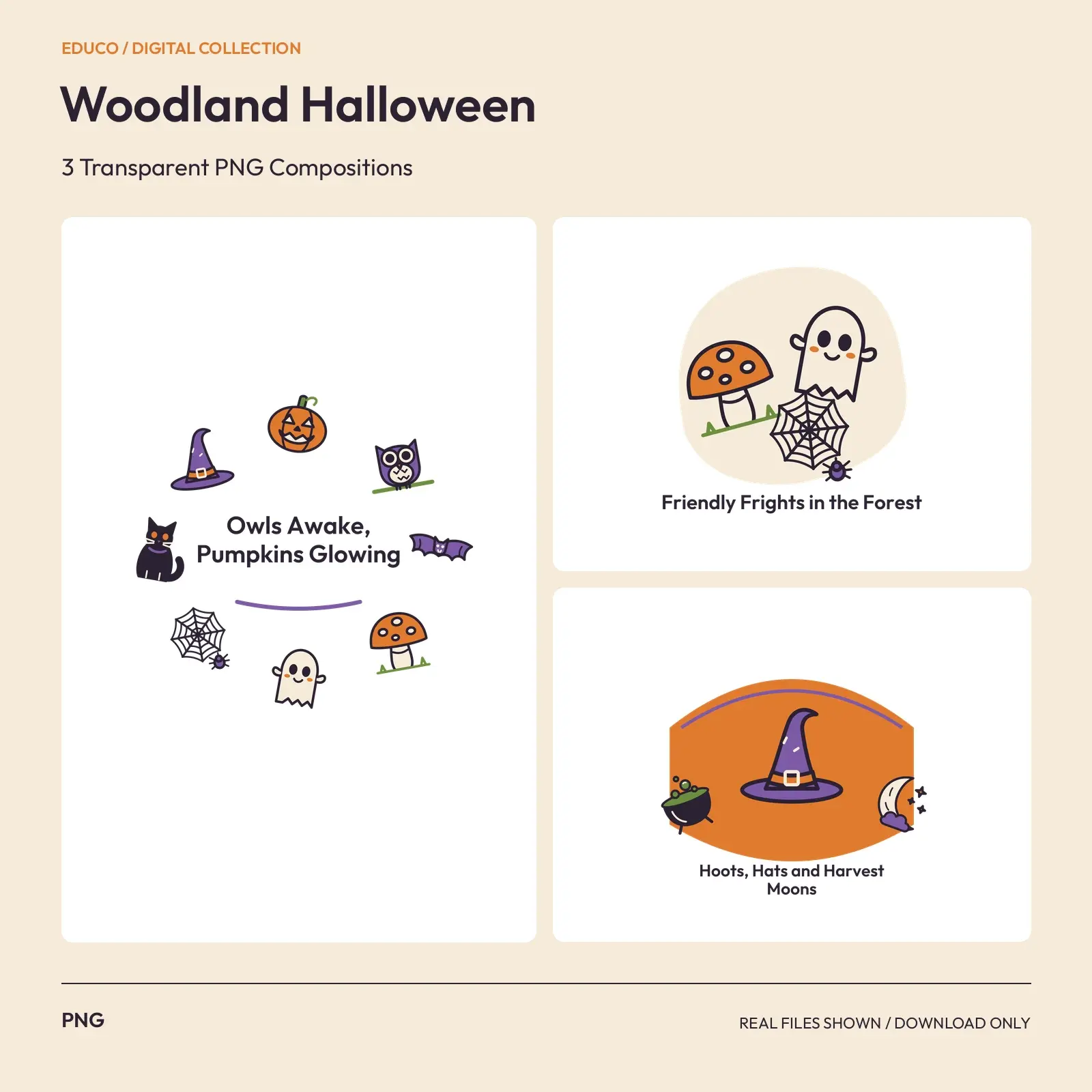 Woodland Halloween - 3 Transparent PNG Compositions preview