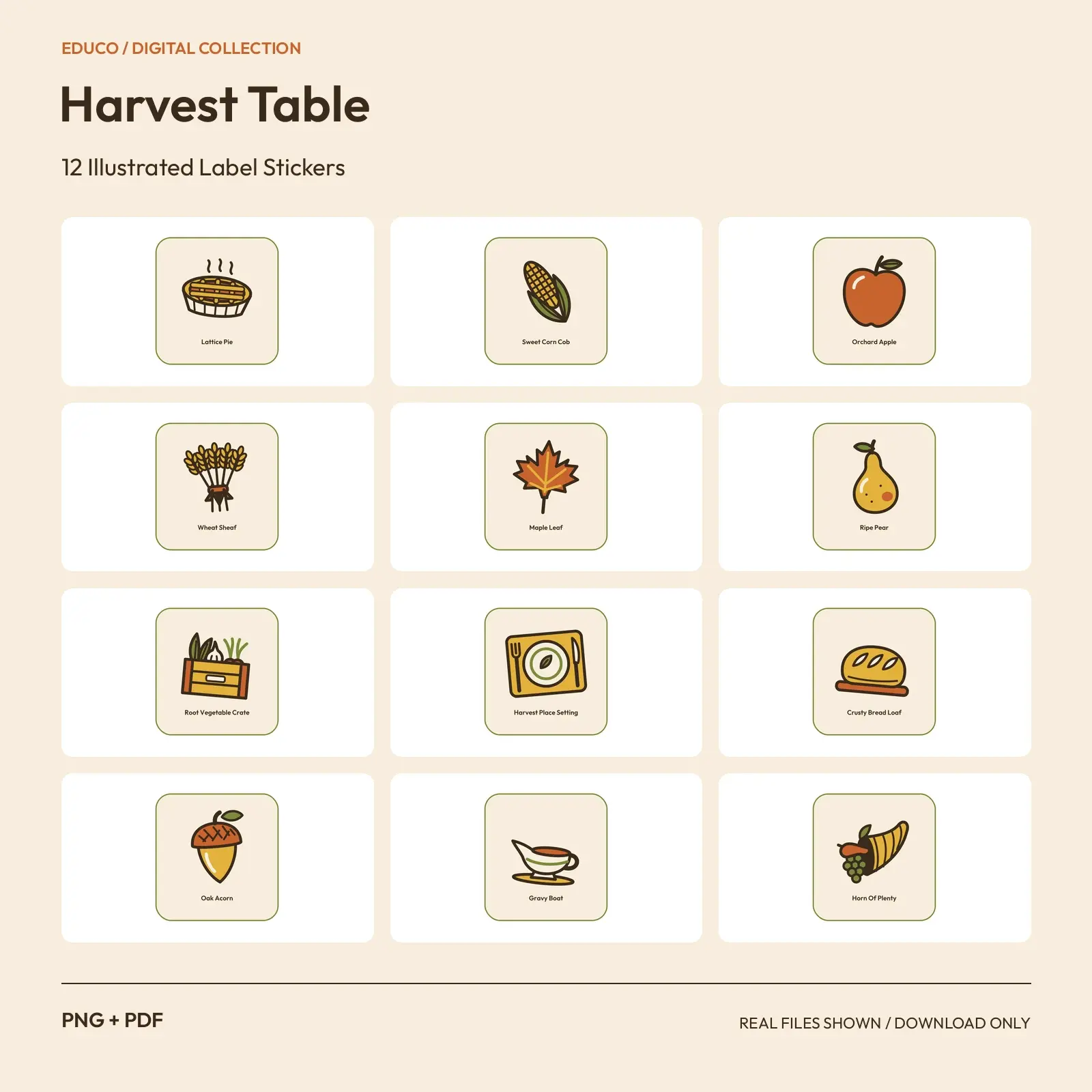 Harvest Table - 12 Illustrated Label Stickers preview