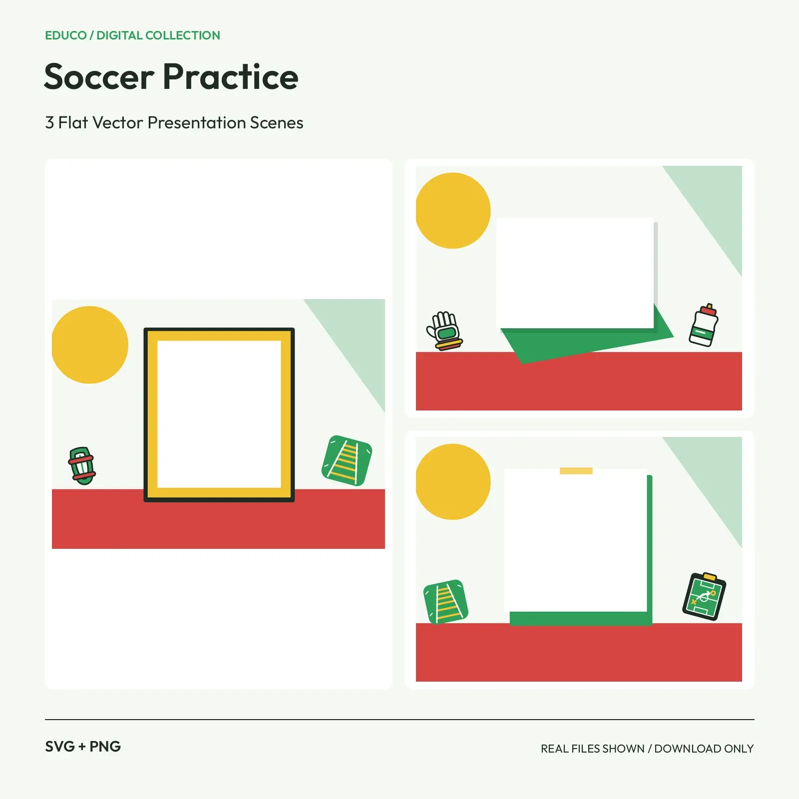 Soccer Practice - 3 Flat Vector Presentation Scenes preview
